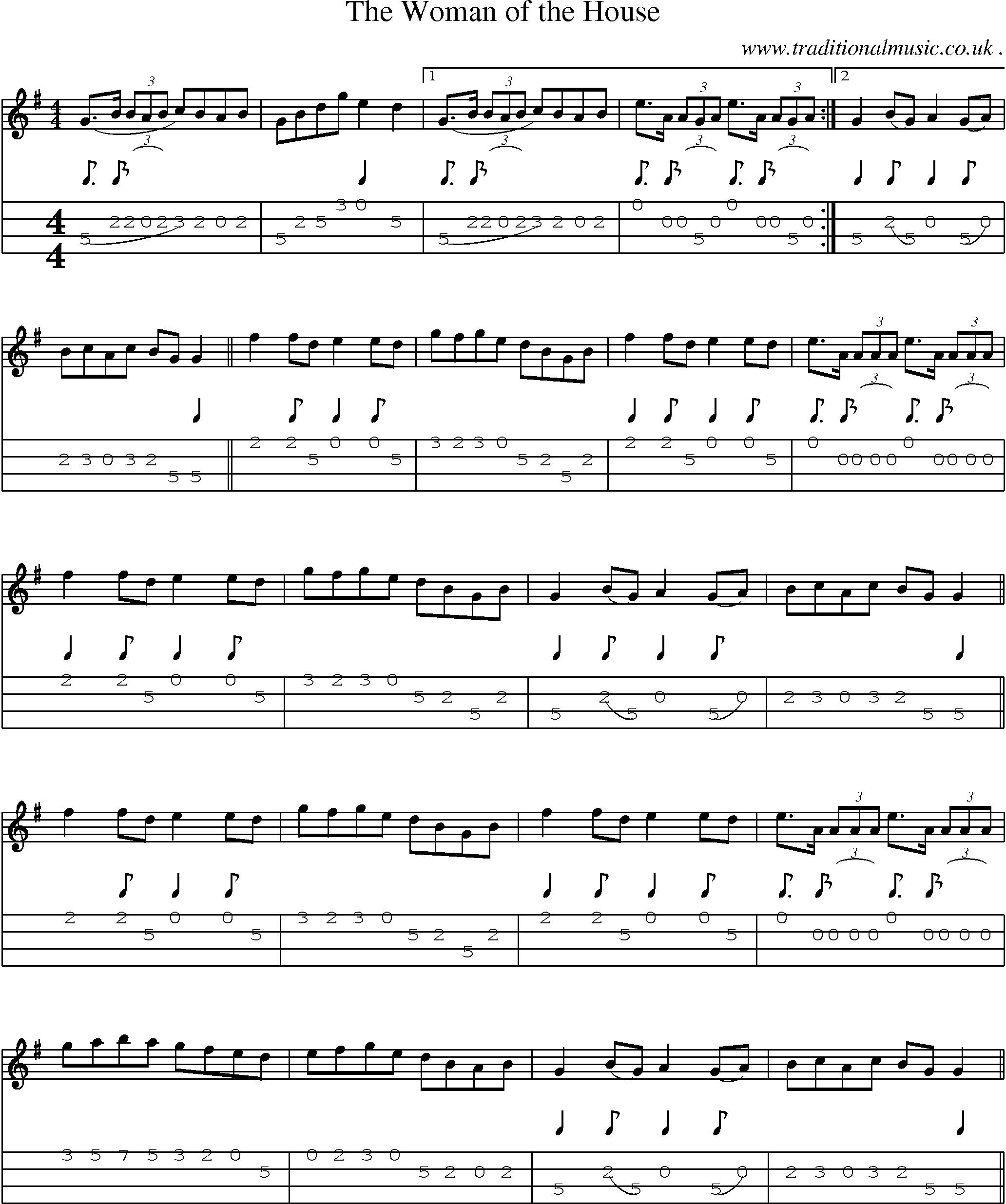 Sheet-Music and Mandolin Tabs for The Woman Of The House