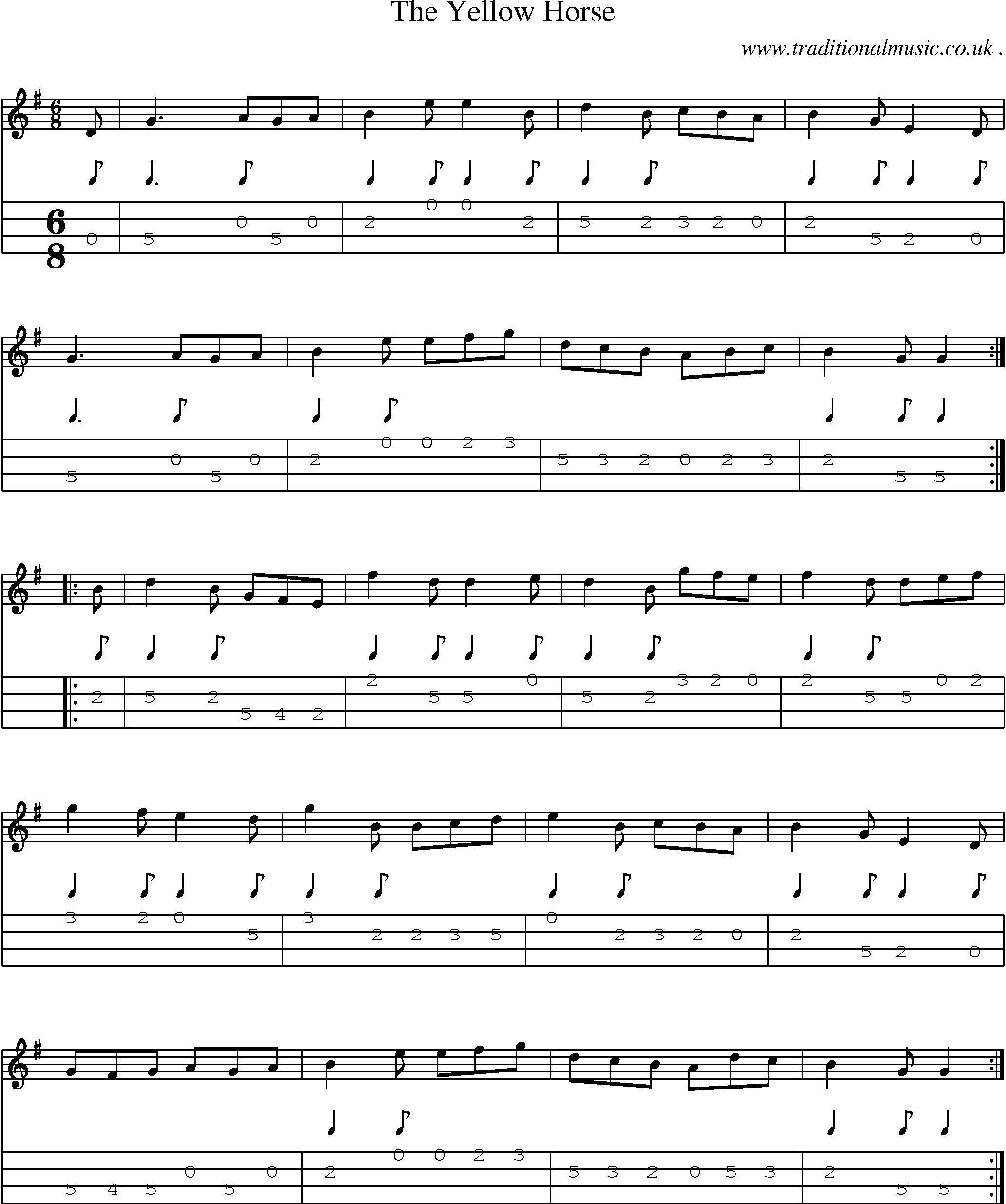 Sheet-Music and Mandolin Tabs for The Yellow Horse