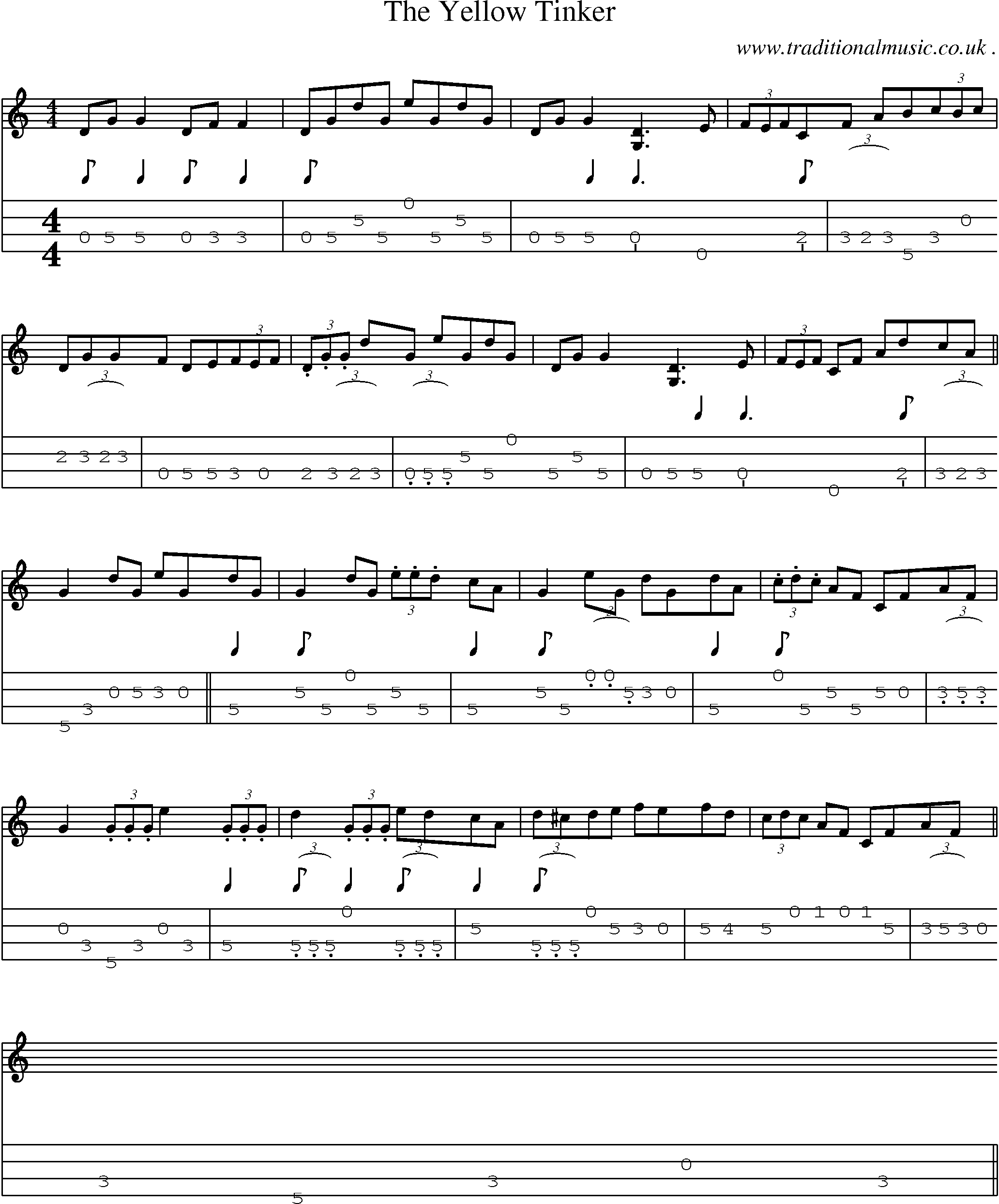 Sheet-Music and Mandolin Tabs for The Yellow Tinker