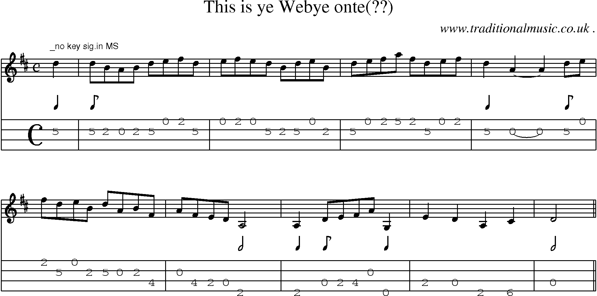 Sheet-Music and Mandolin Tabs for This Is Ye Webye Onte