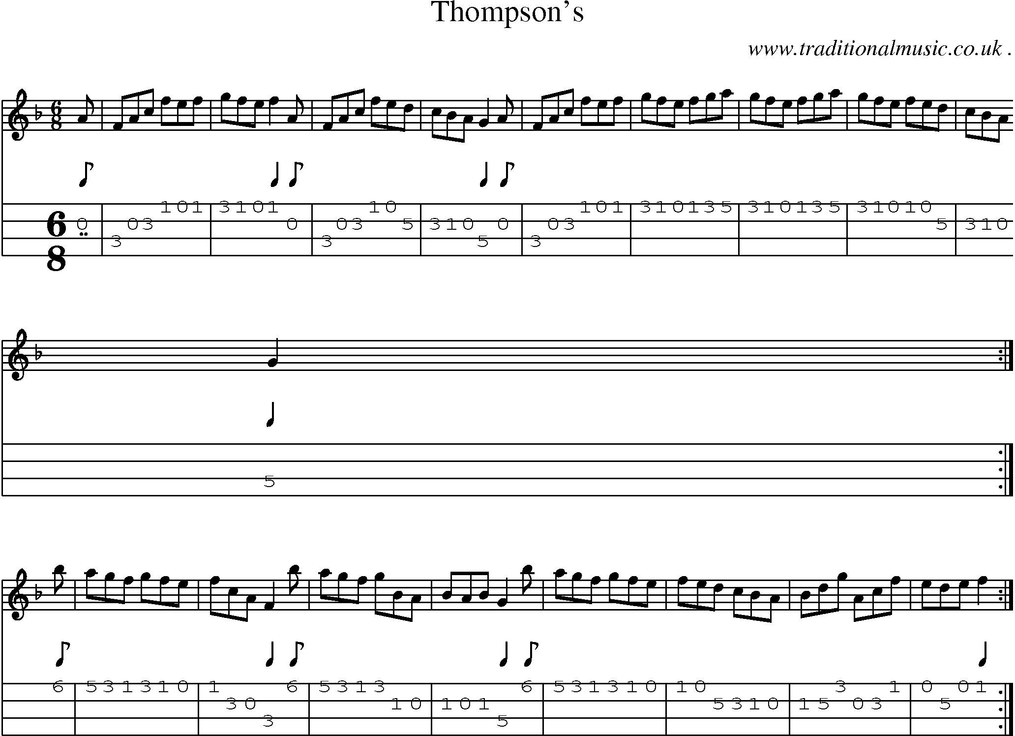 Sheet-Music and Mandolin Tabs for Thompsons
