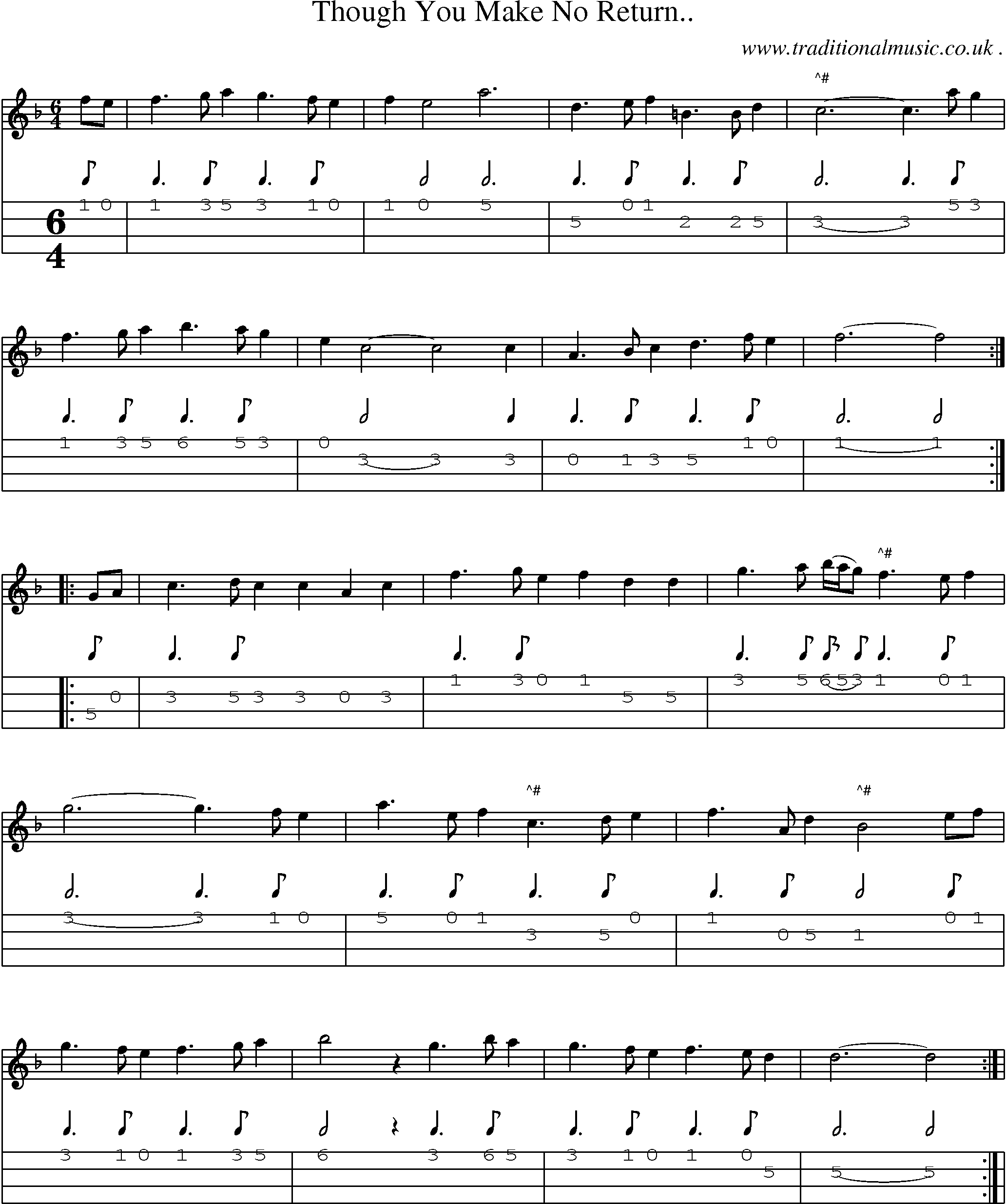 Sheet-Music and Mandolin Tabs for Though You Make No Return