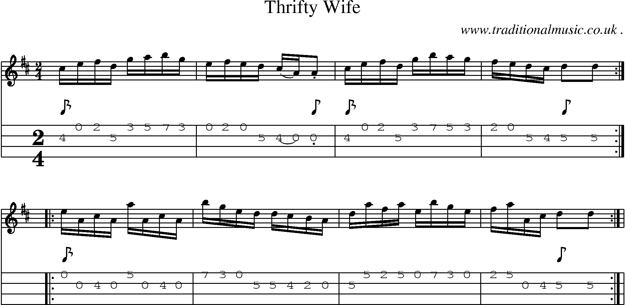 Sheet-Music and Mandolin Tabs for Thrifty Wife