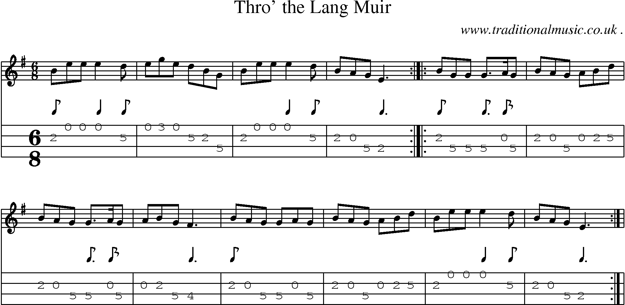 Sheet-Music and Mandolin Tabs for Thro The Lang Muir
