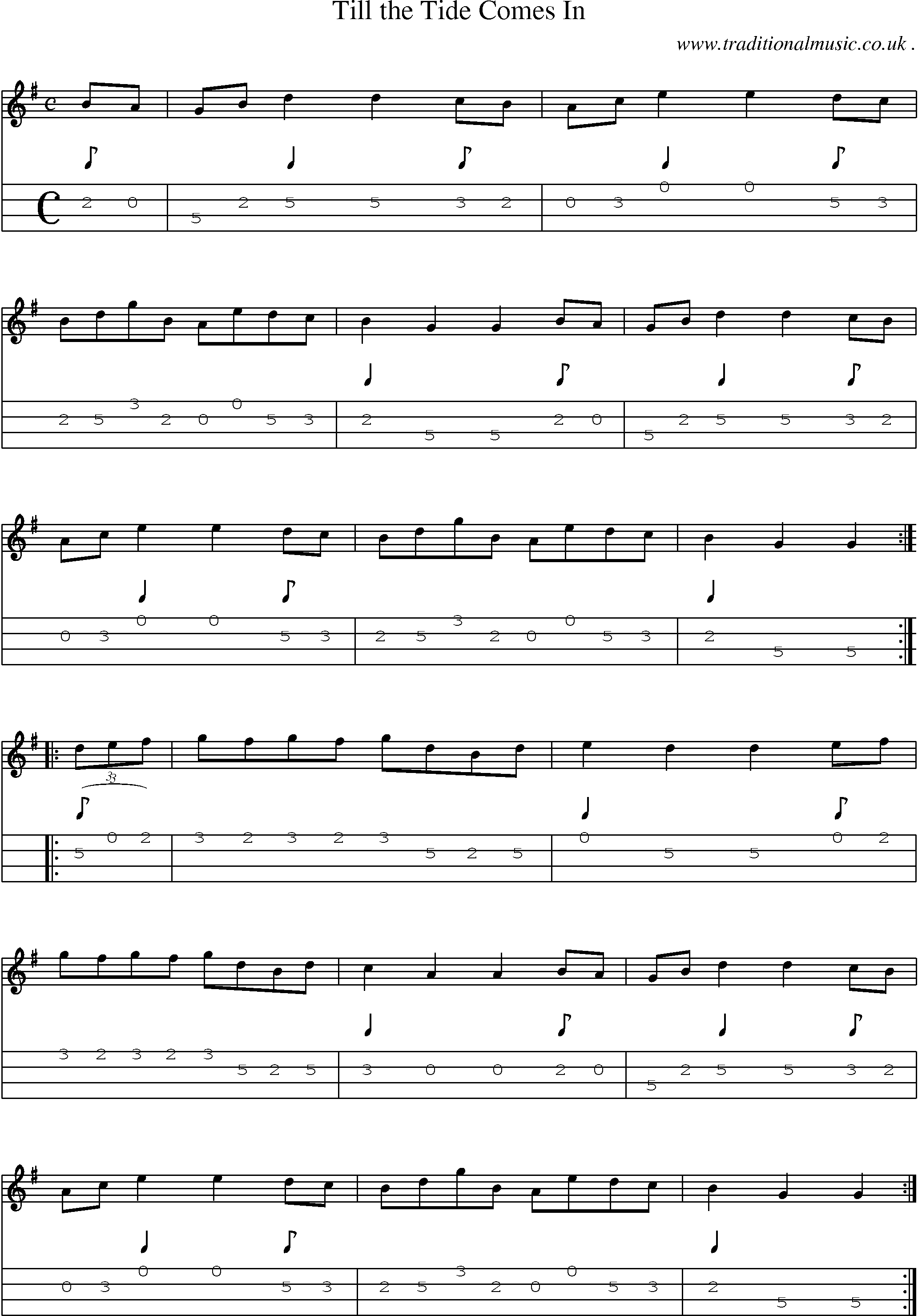 Sheet-Music and Mandolin Tabs for Till The Tide Comes In