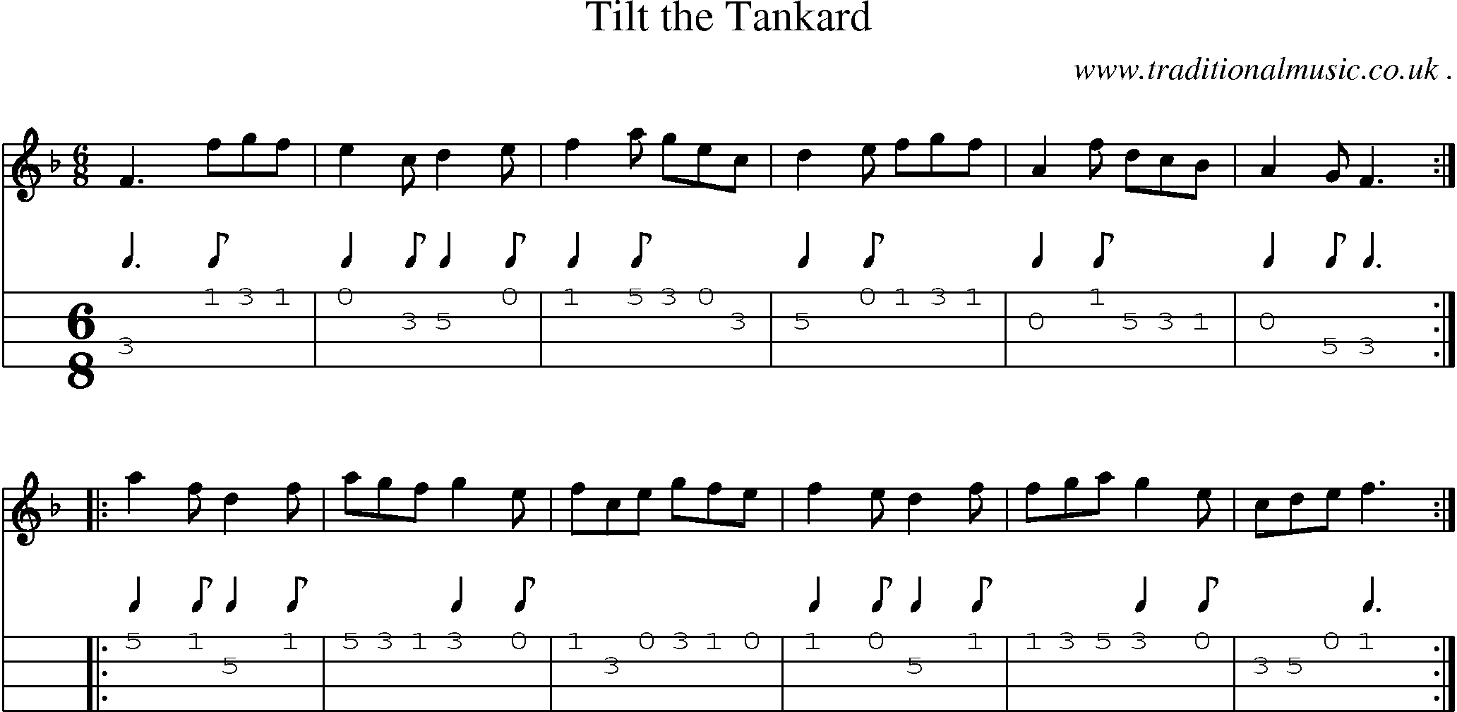 Sheet-Music and Mandolin Tabs for Tilt The Tankard