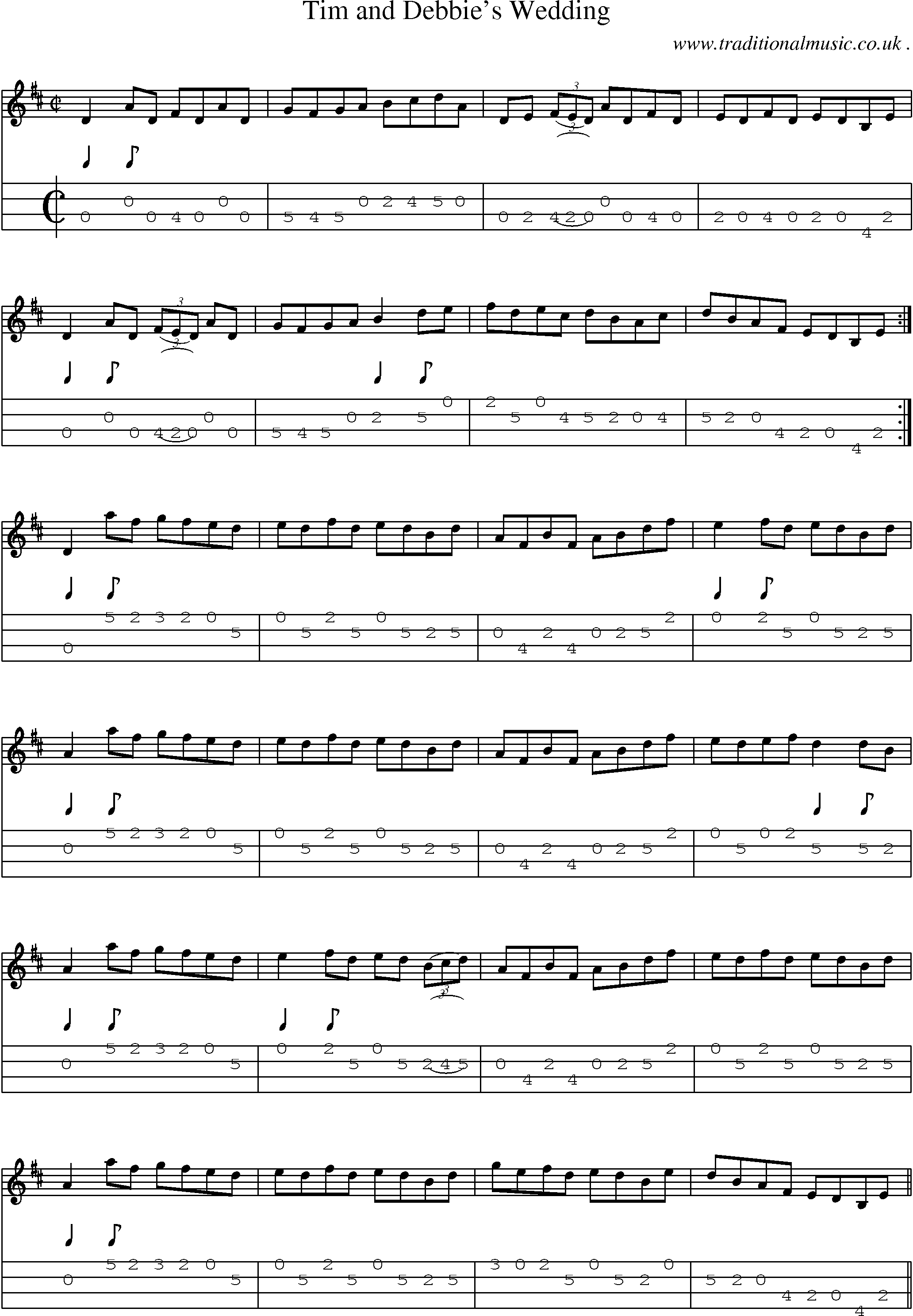 Sheet-Music and Mandolin Tabs for Tim And Debbies Wedding
