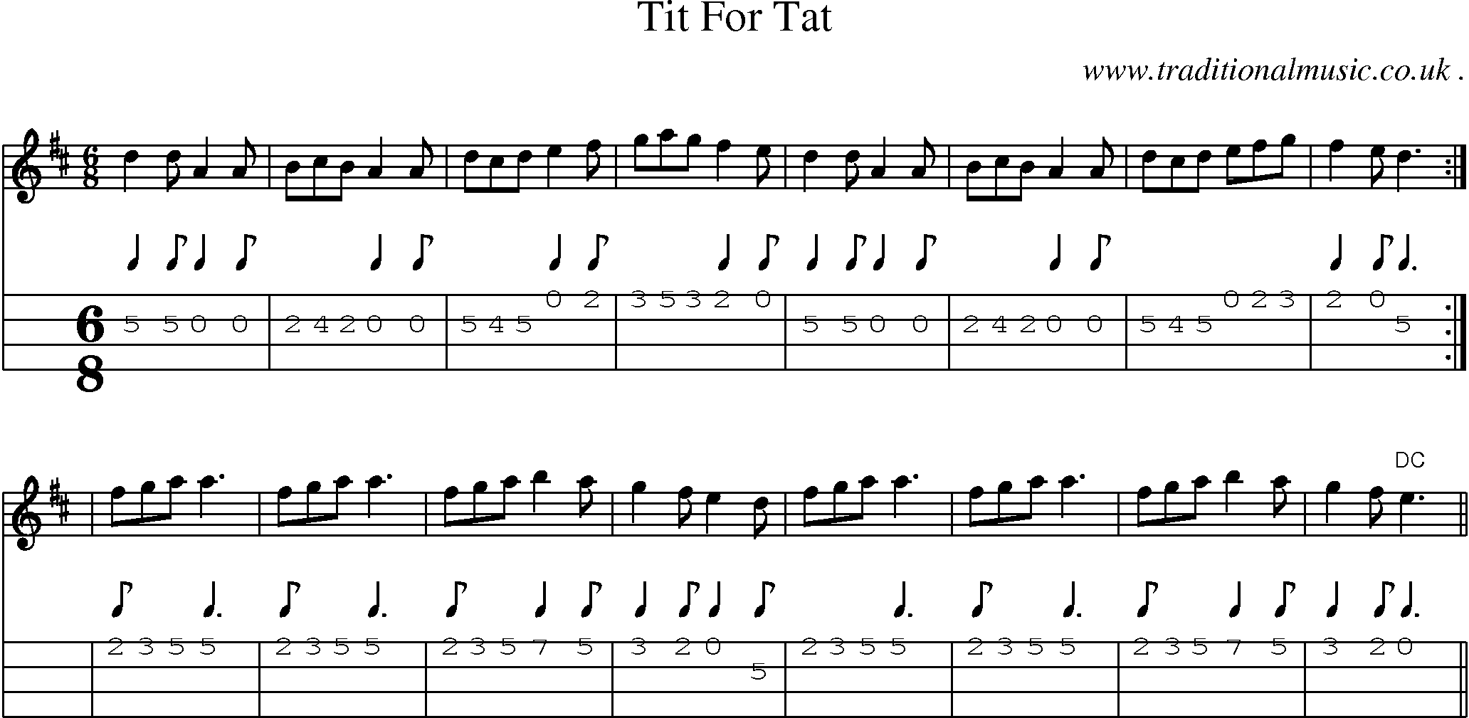 Sheet-Music and Mandolin Tabs for Tit For Tat