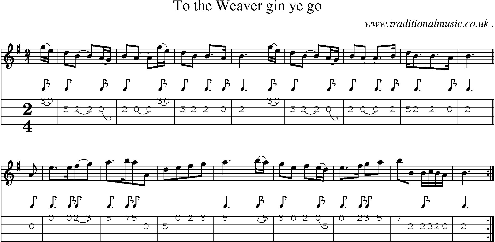 Sheet-Music and Mandolin Tabs for To The Weaver Gin Ye Go
