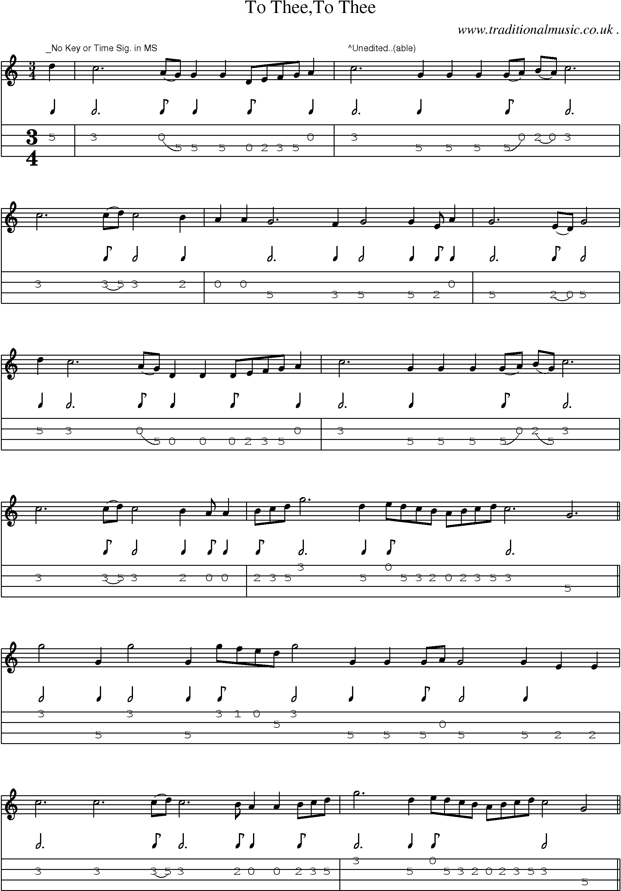 Sheet-Music and Mandolin Tabs for To Theeto Thee