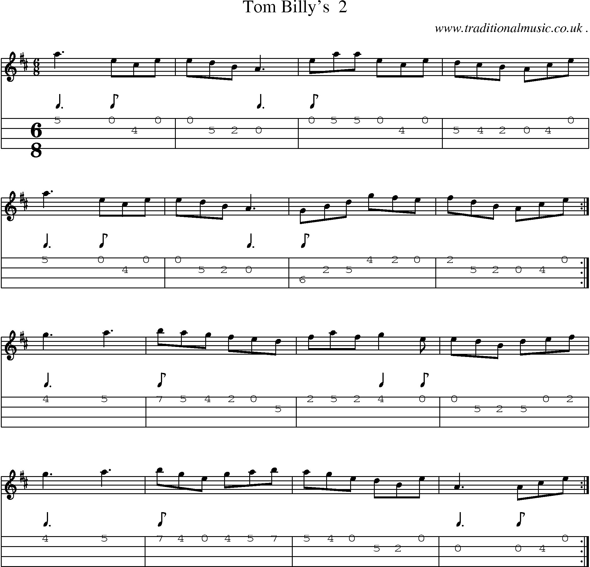 Sheet-Music and Mandolin Tabs for Tom Billys 2