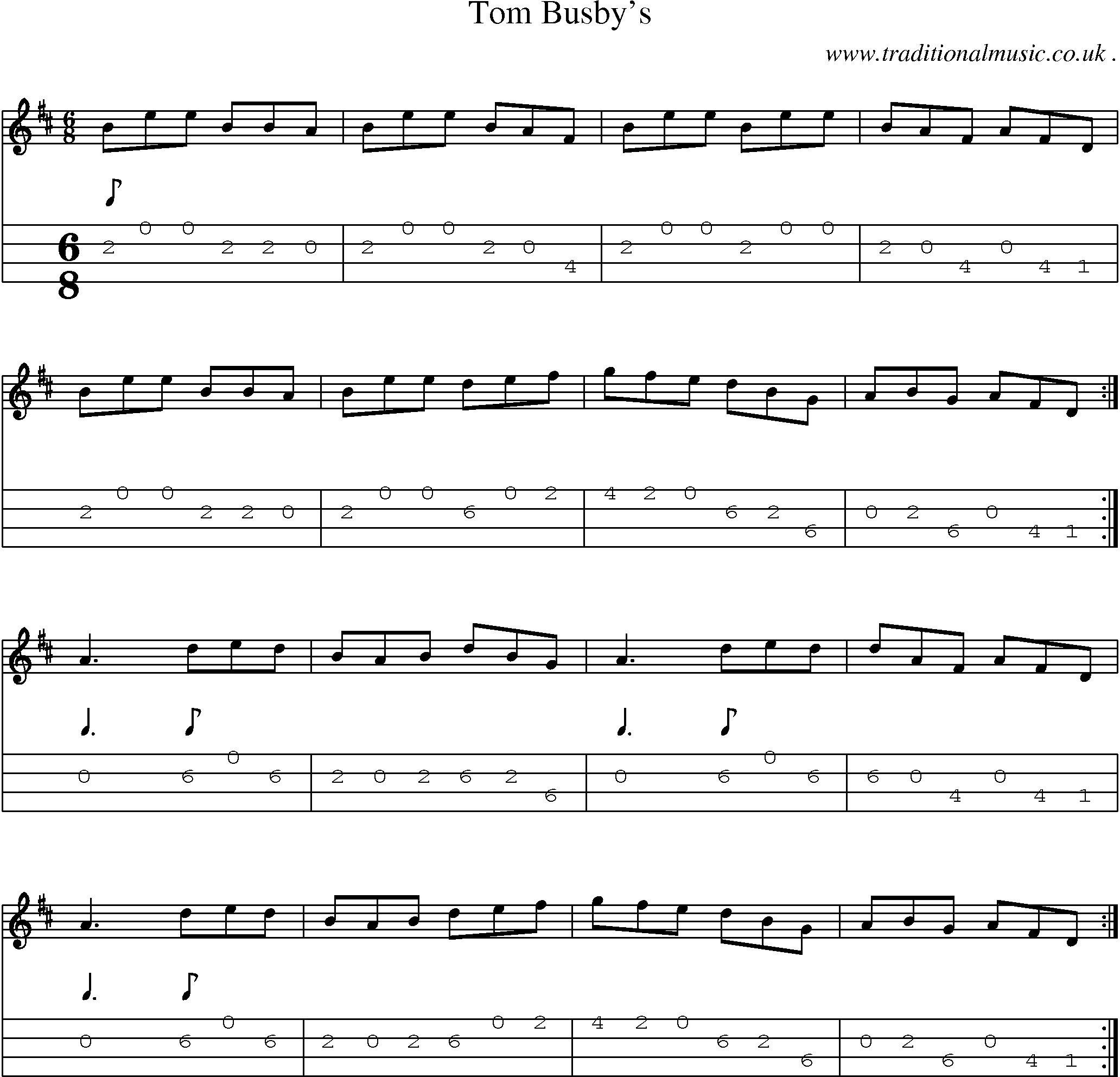 Sheet-Music and Mandolin Tabs for Tom Busbys