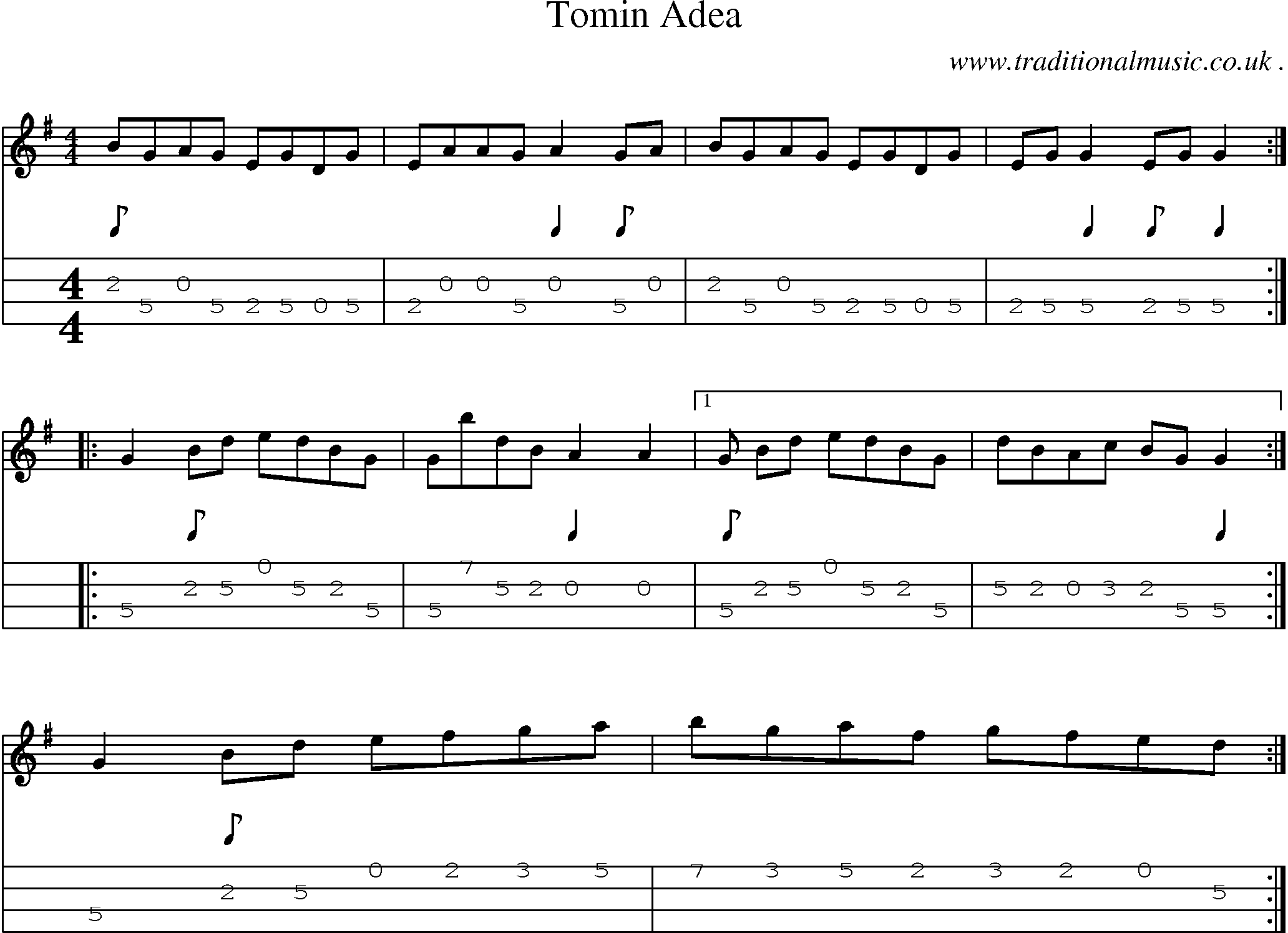 Sheet-Music and Mandolin Tabs for Tomin Adea