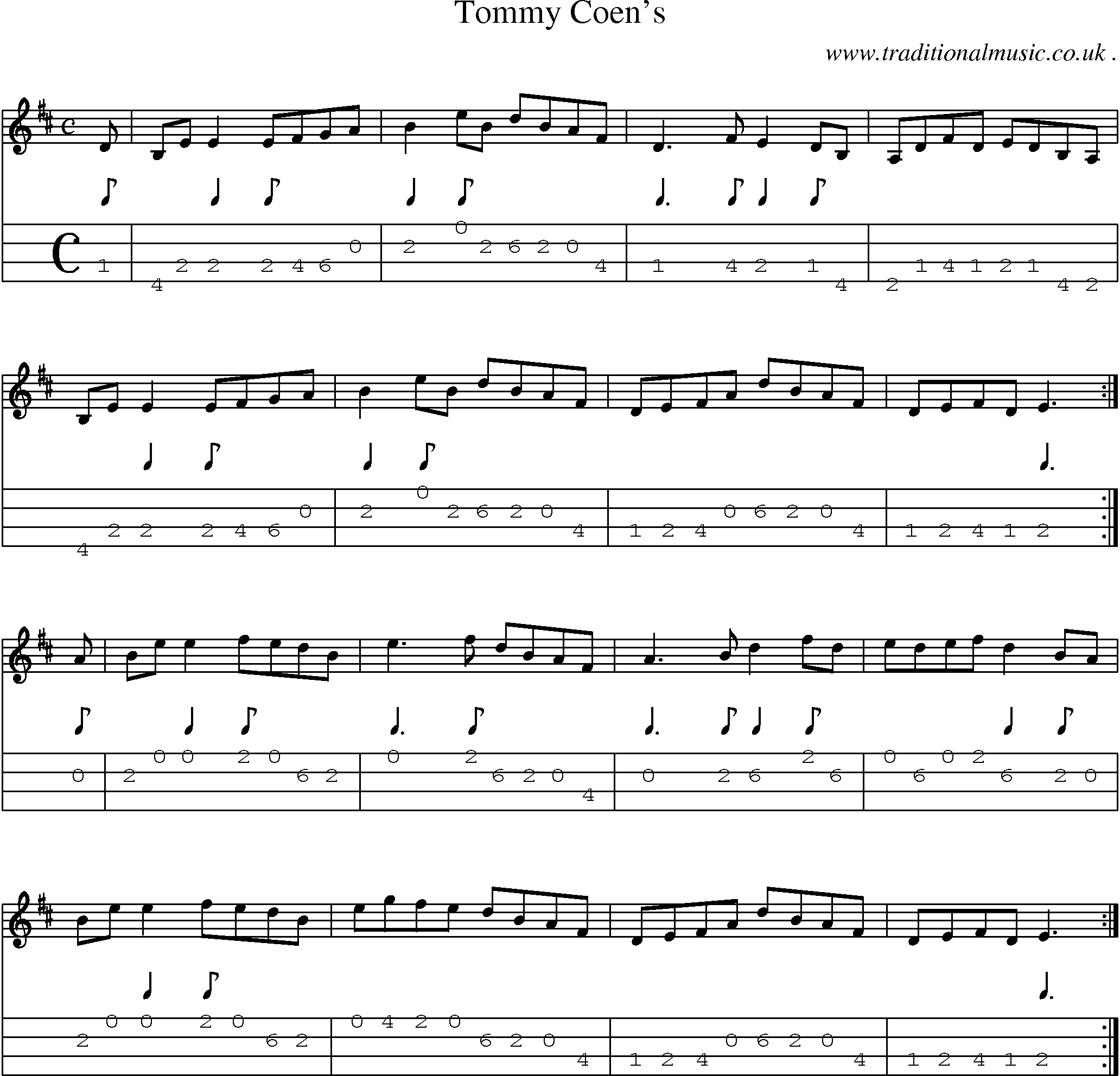 Sheet-Music and Mandolin Tabs for Tommy Coens