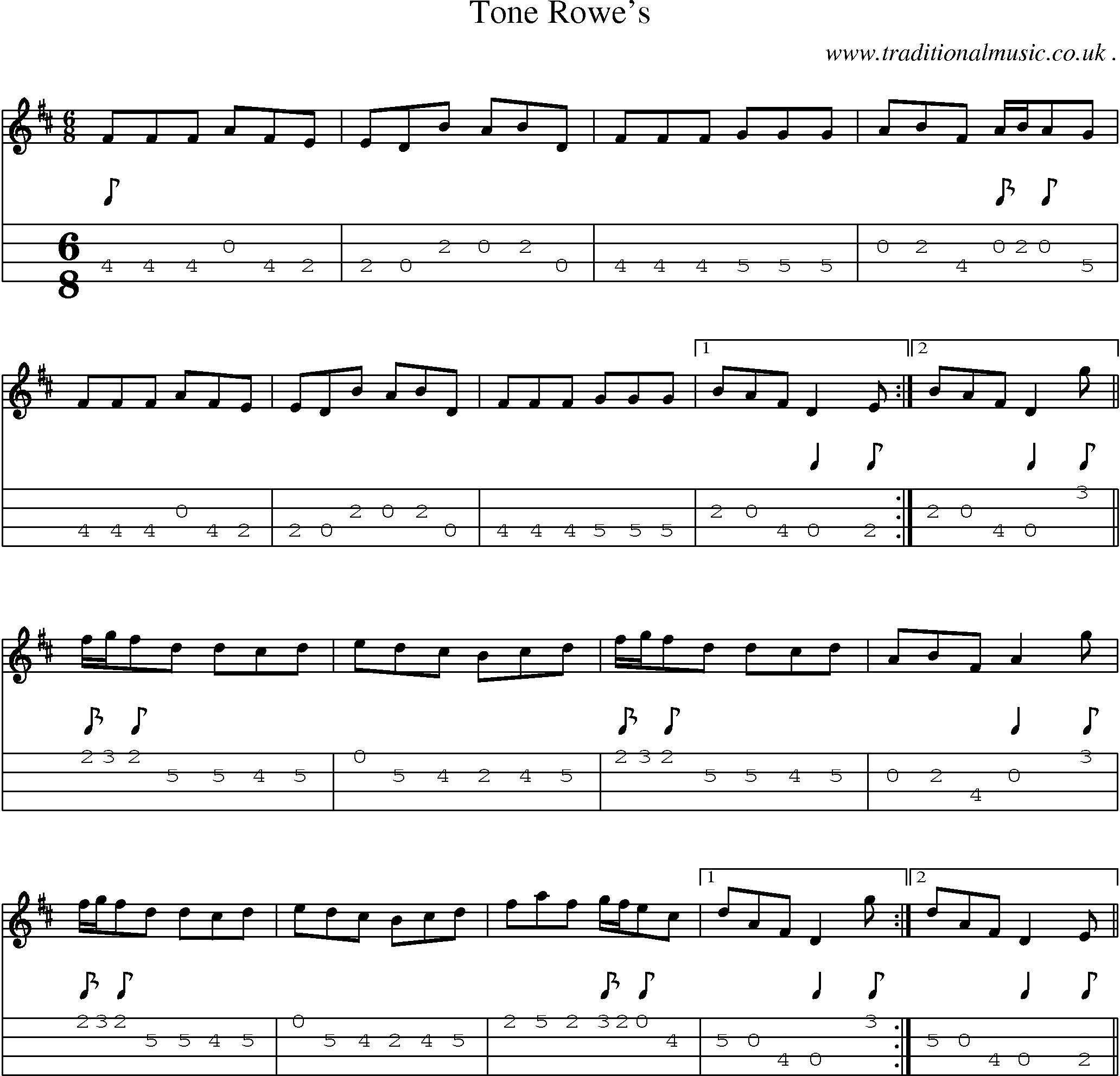 Sheet-Music and Mandolin Tabs for Tone Rowes