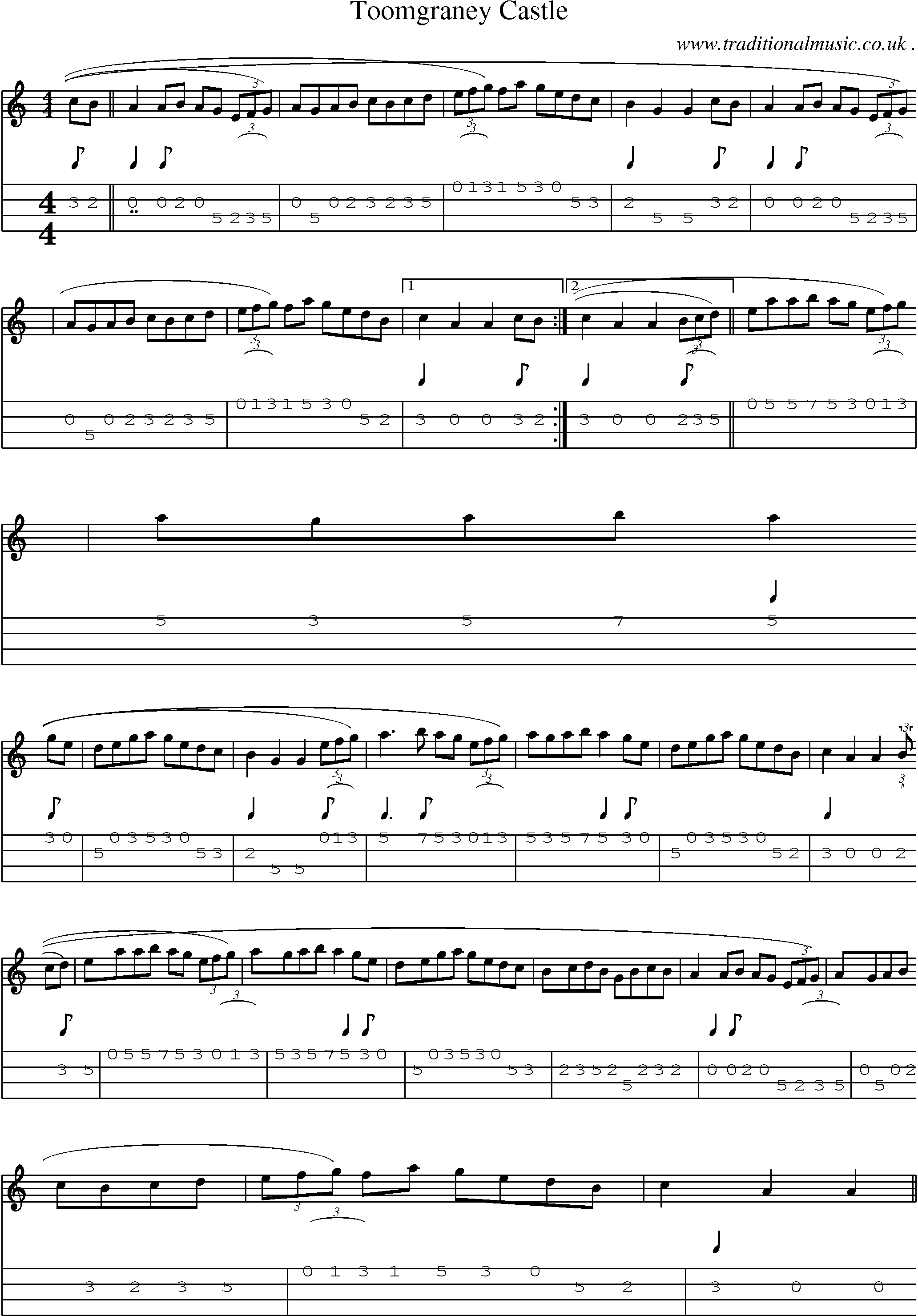 Sheet-Music and Mandolin Tabs for Toomgraney Castle