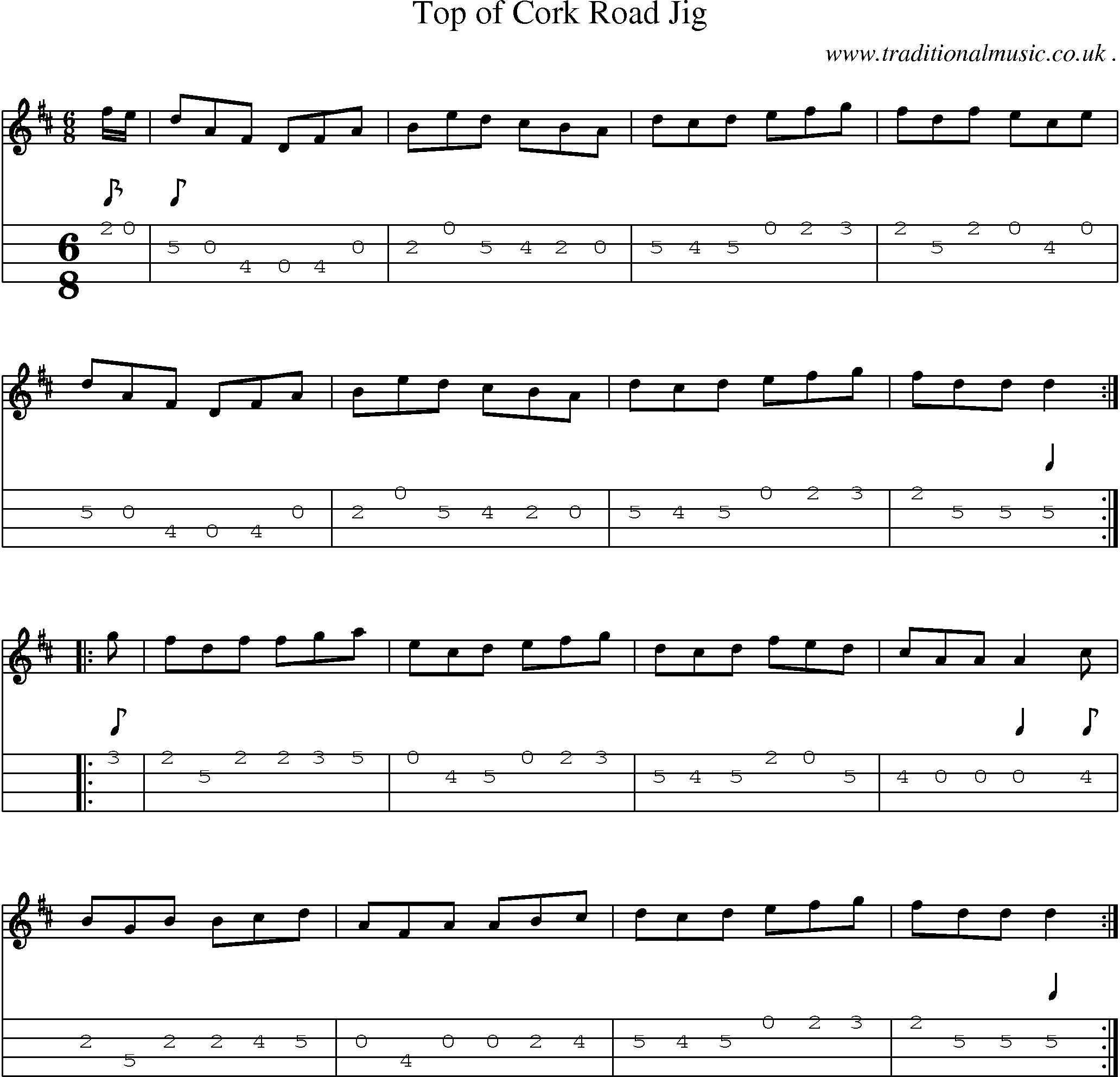 Sheet-Music and Mandolin Tabs for Top Of Cork Road Jig