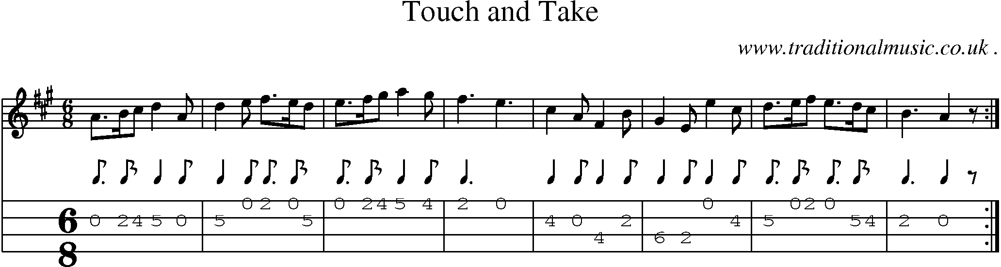 Sheet-Music and Mandolin Tabs for Touch And Take