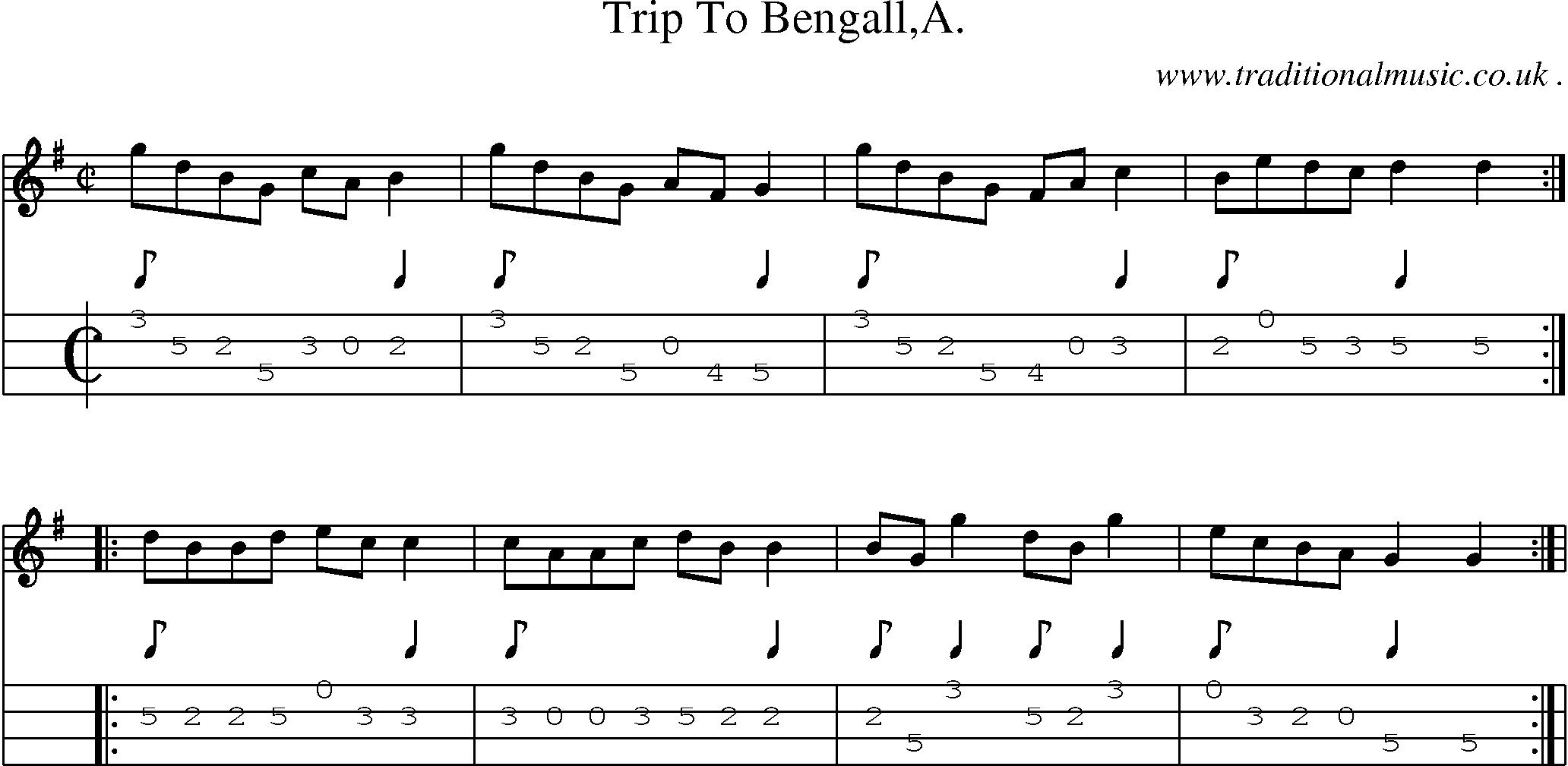 Sheet-Music and Mandolin Tabs for Trip To Bengalla