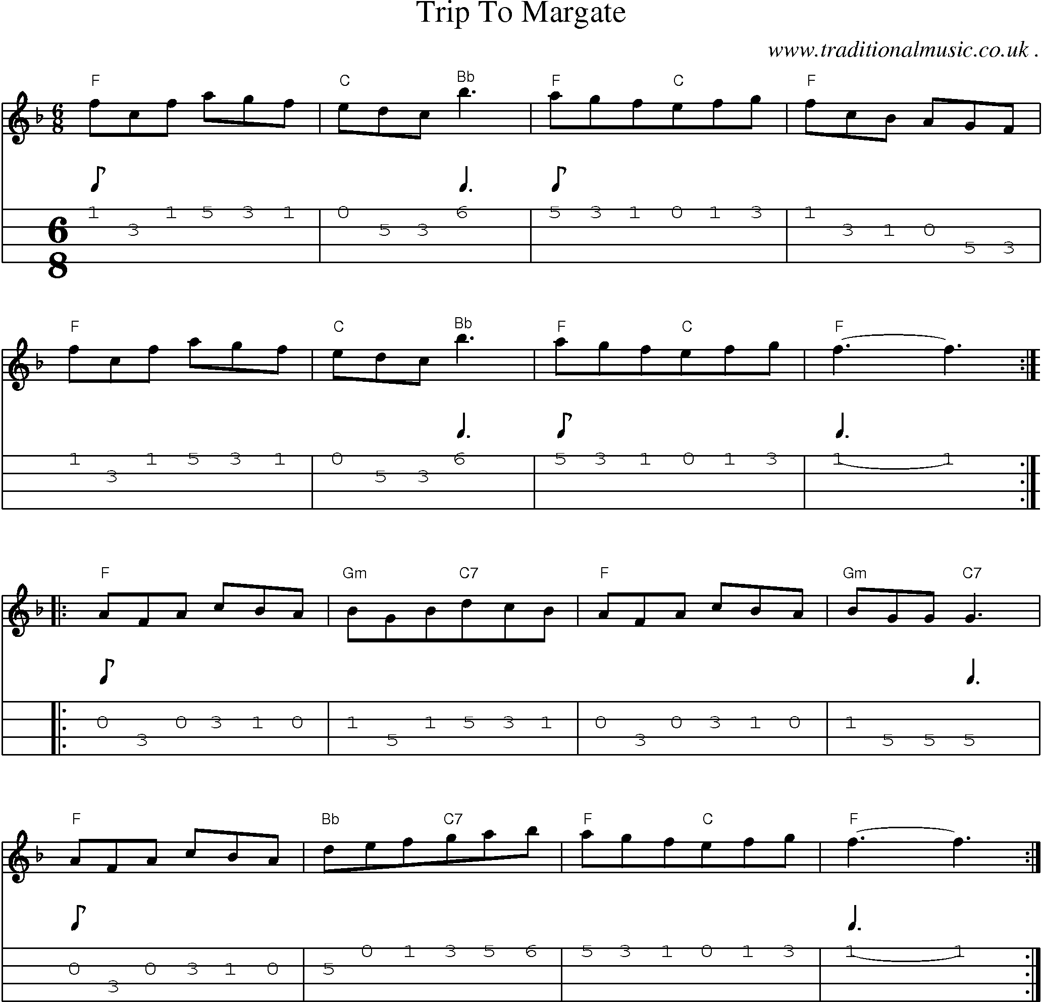 Sheet-Music and Mandolin Tabs for Trip To Margate
