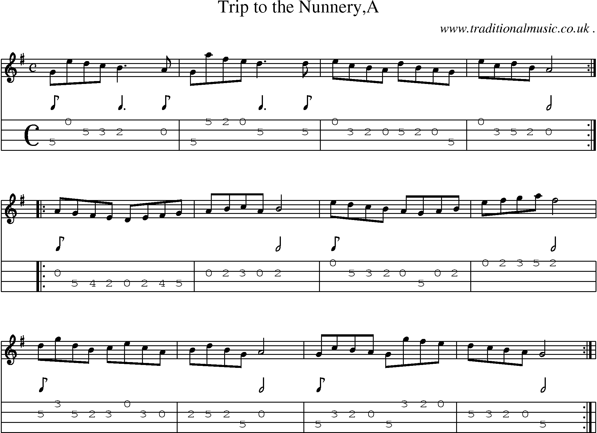 Sheet-Music and Mandolin Tabs for Trip To The Nunnerya