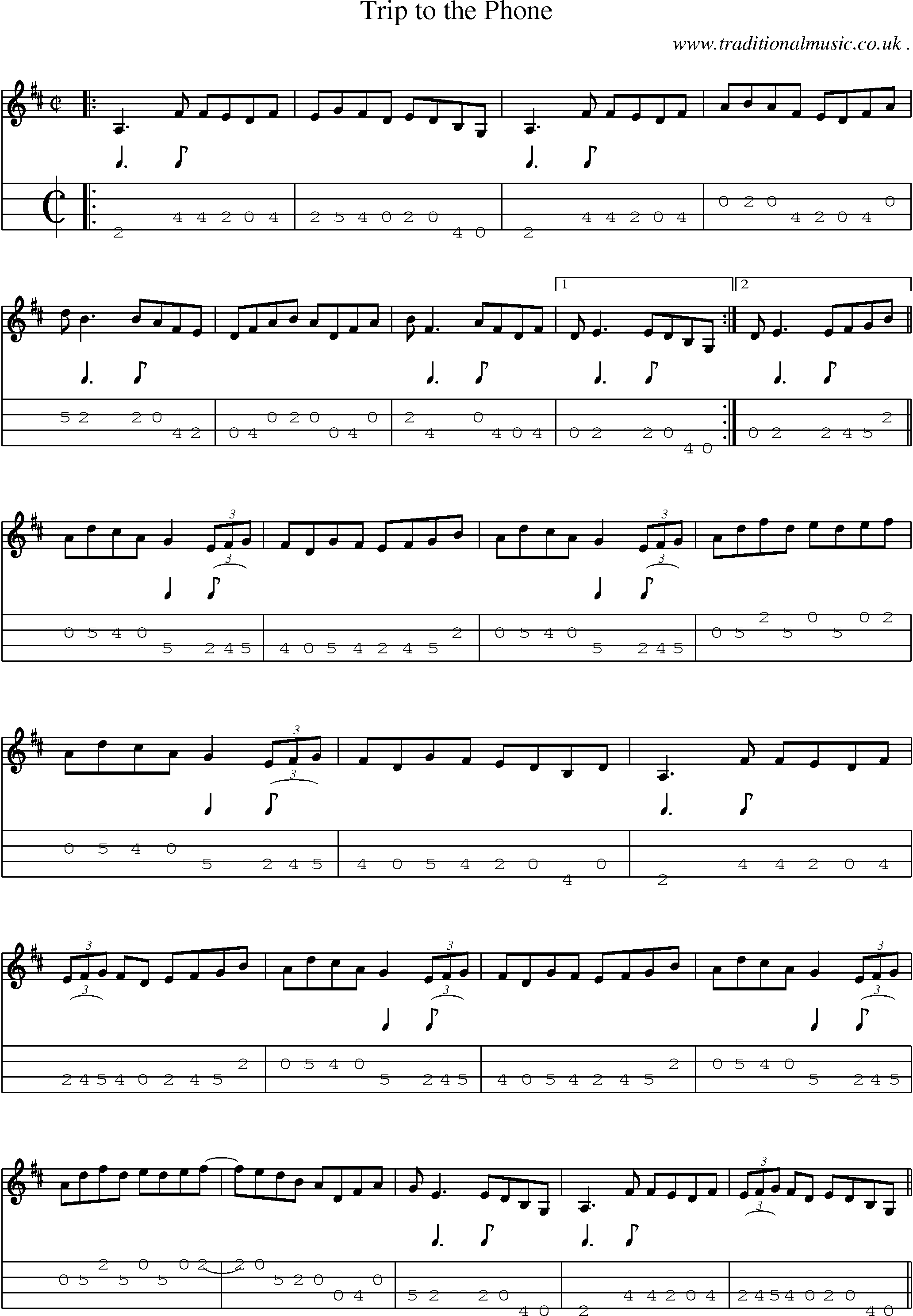 Sheet-Music and Mandolin Tabs for Trip To The Phone