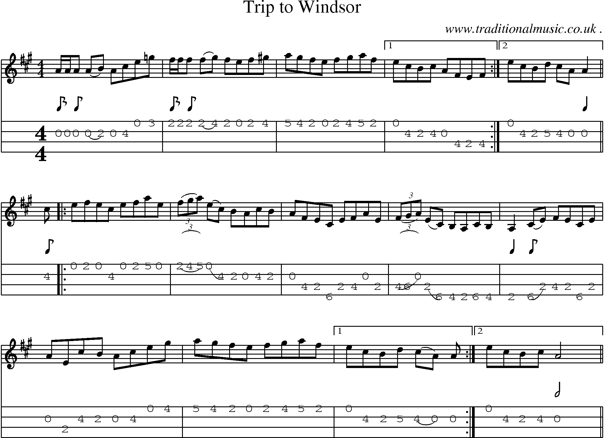 Sheet-Music and Mandolin Tabs for Trip To Windsor