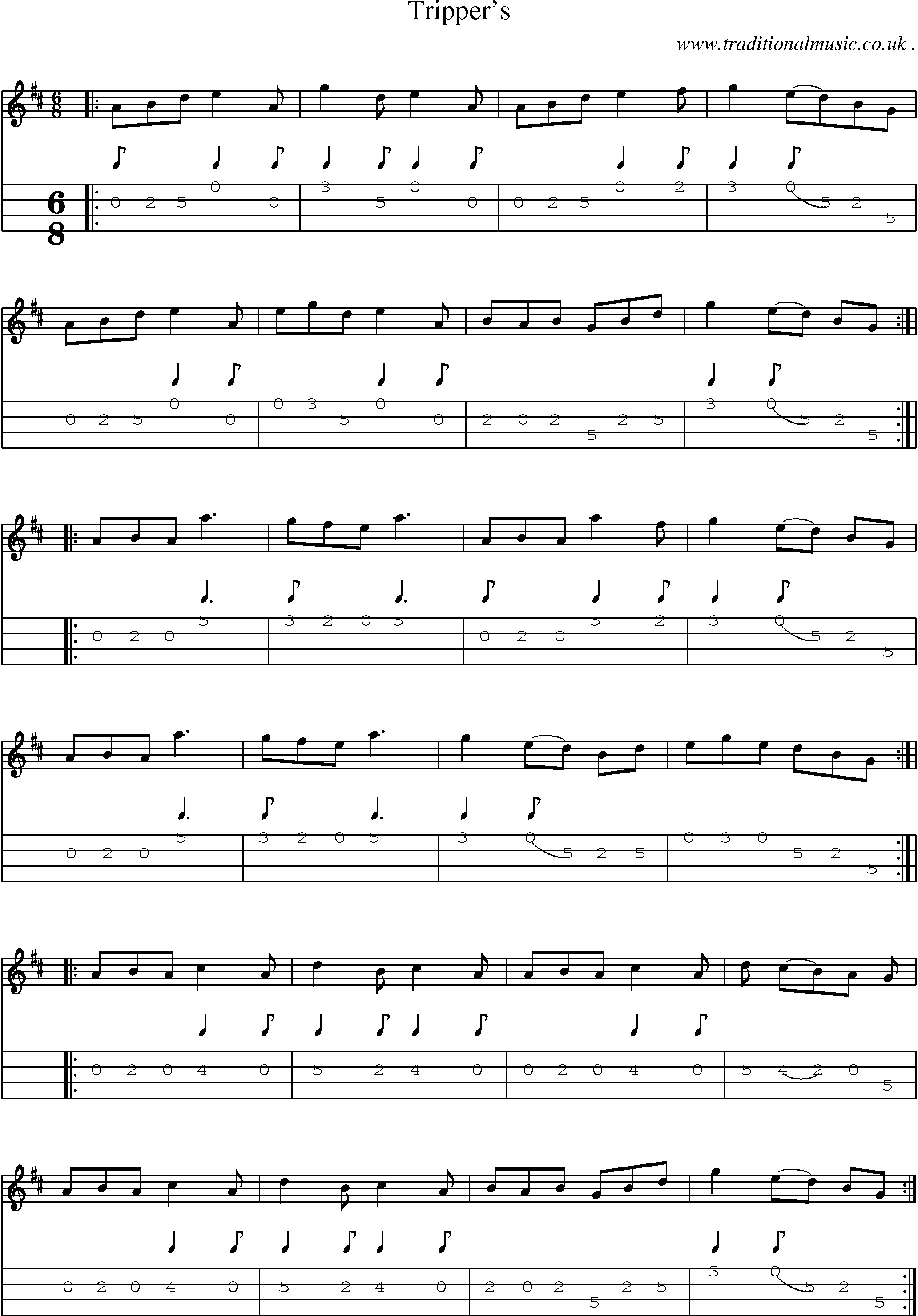 Sheet-Music and Mandolin Tabs for Trippers