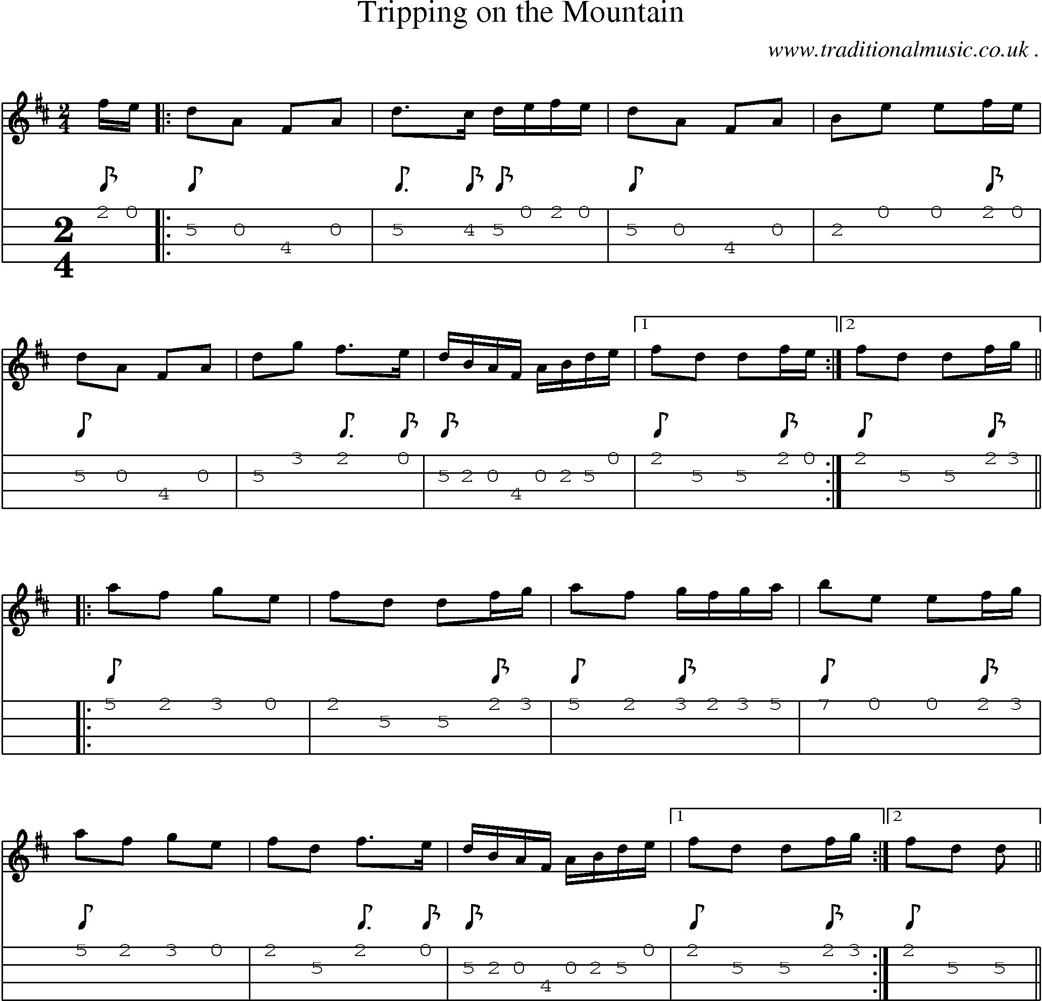 Sheet-Music and Mandolin Tabs for Tripping On The Mountain