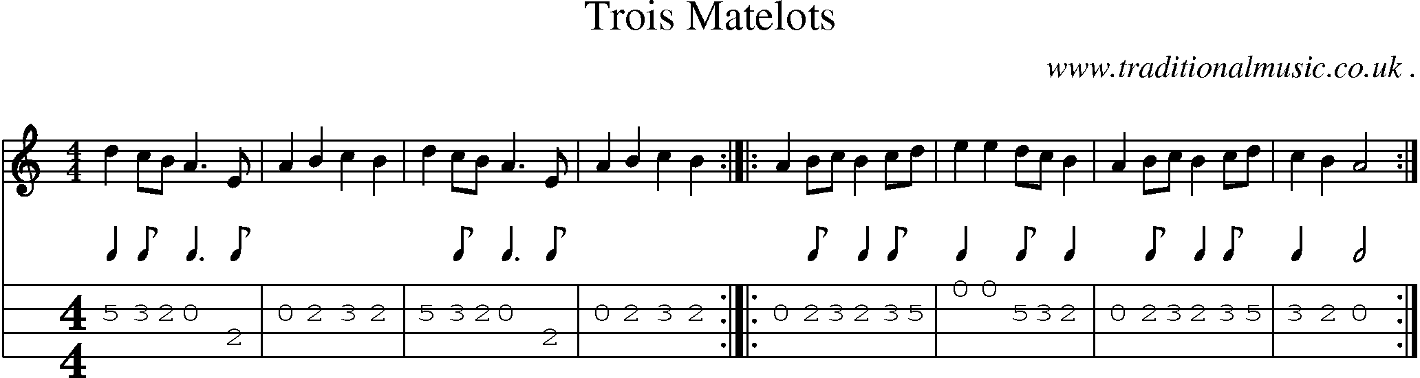 Sheet-Music and Mandolin Tabs for Trois Matelots