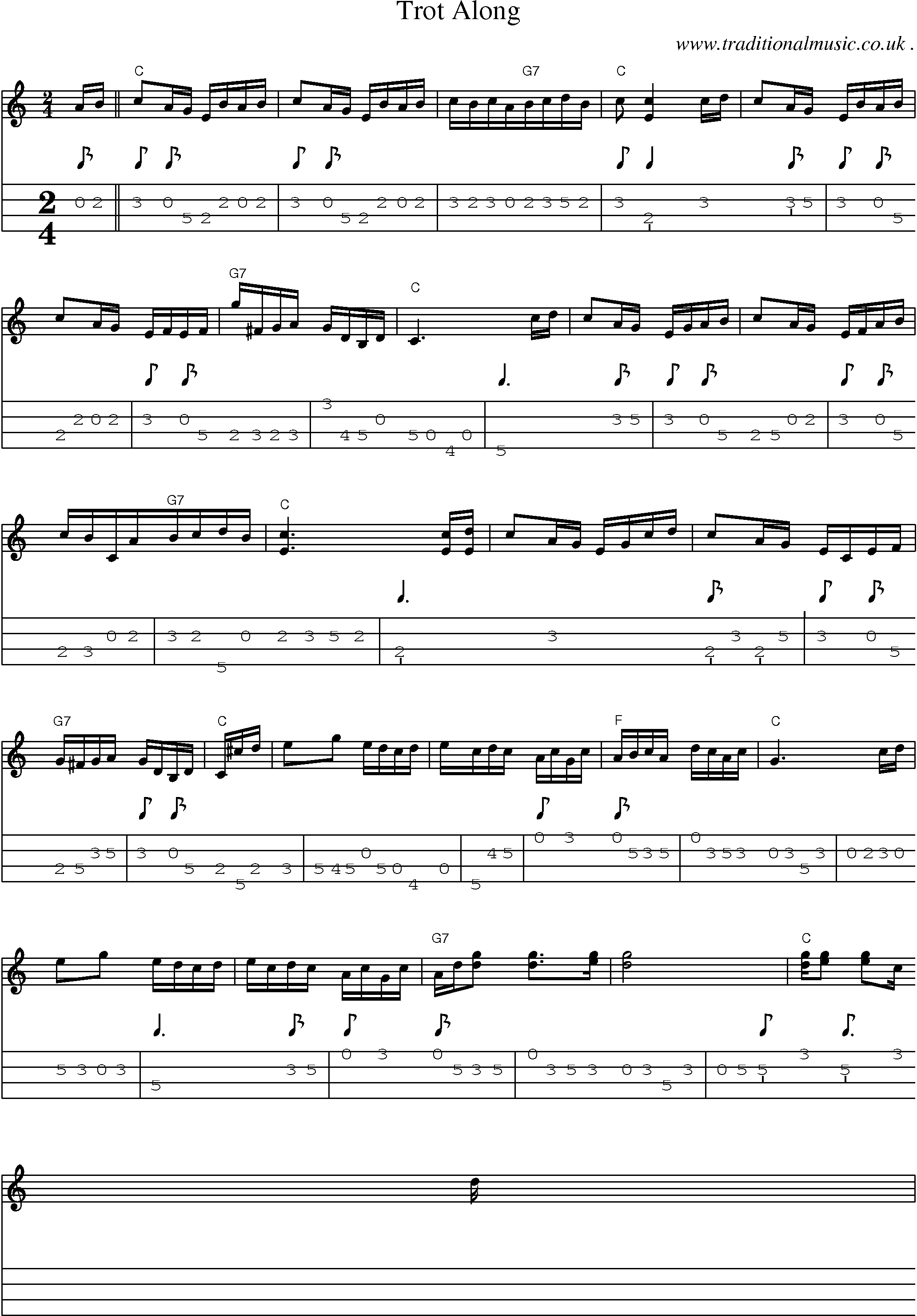 Sheet-Music and Mandolin Tabs for Trot Along