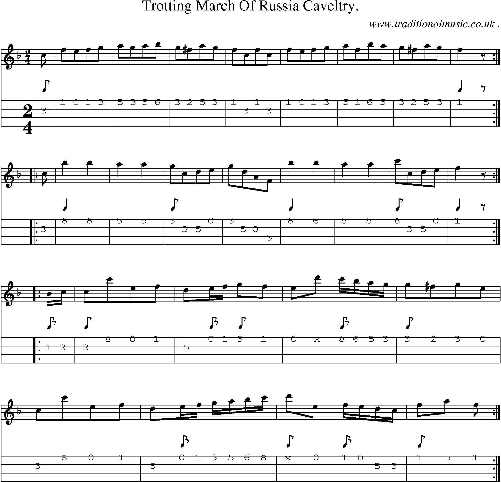 Sheet-Music and Mandolin Tabs for Trotting March Of Russia Caveltry