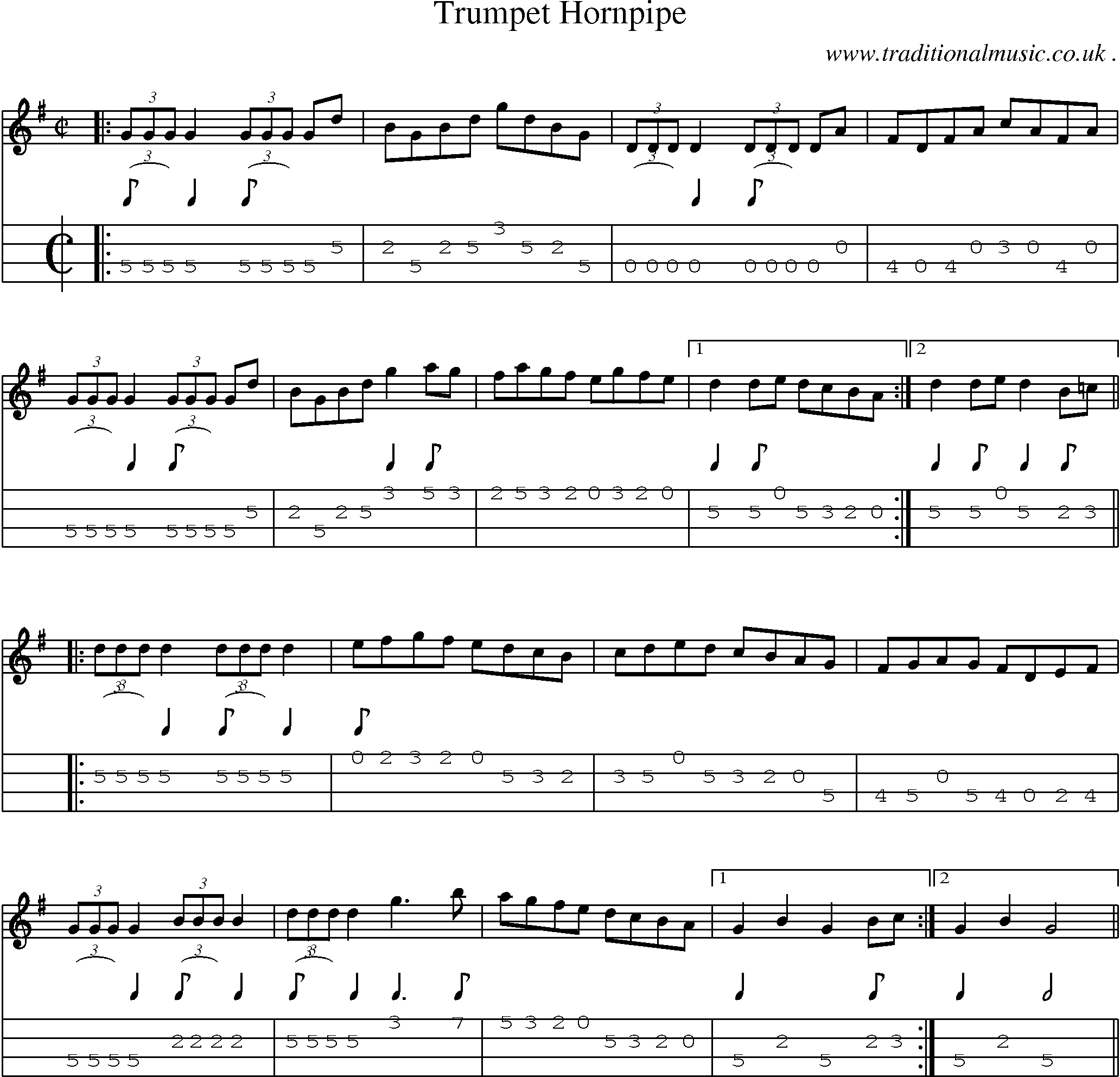 Sheet-Music and Mandolin Tabs for Trumpet Hornpipe