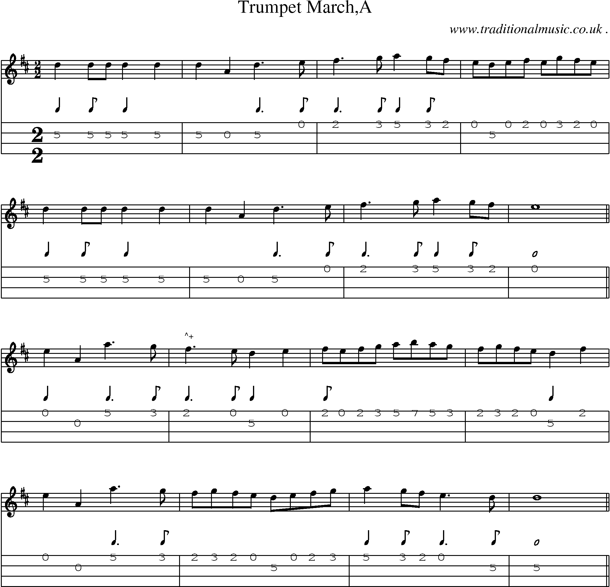 Sheet-Music and Mandolin Tabs for Trumpet Marcha