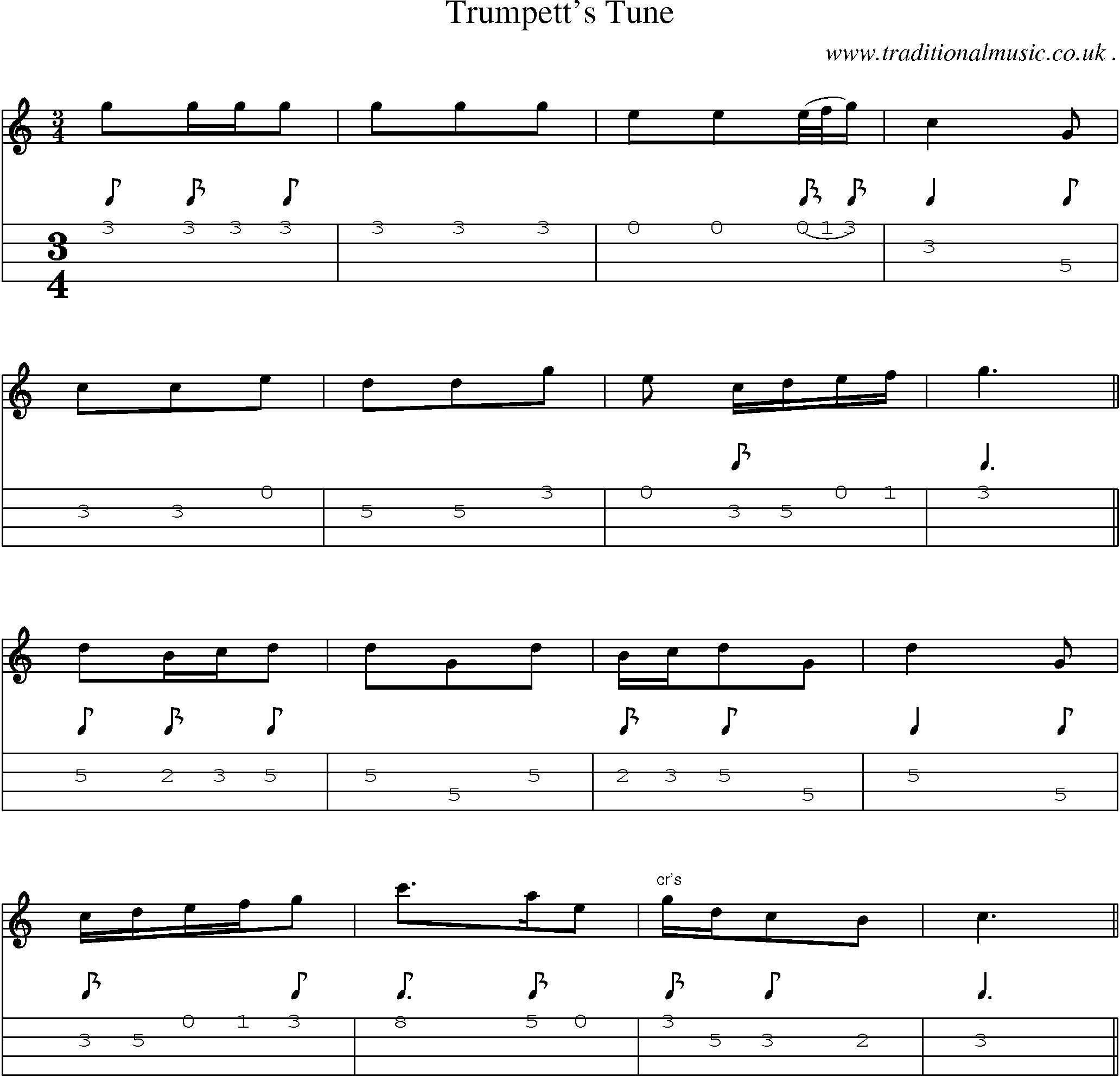 Sheet-Music and Mandolin Tabs for Trumpetts Tune