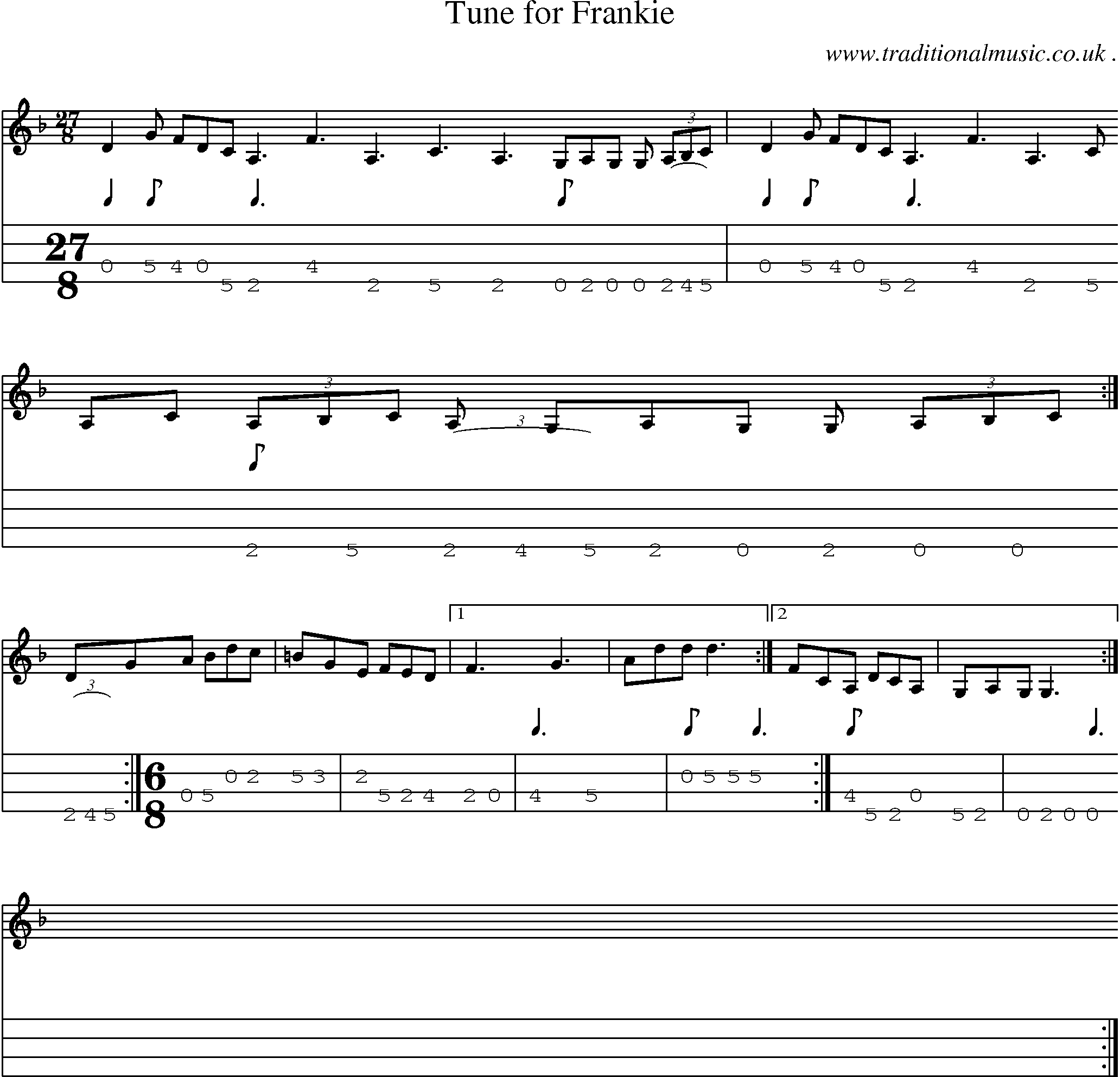 Sheet-Music and Mandolin Tabs for Tune For Frankie