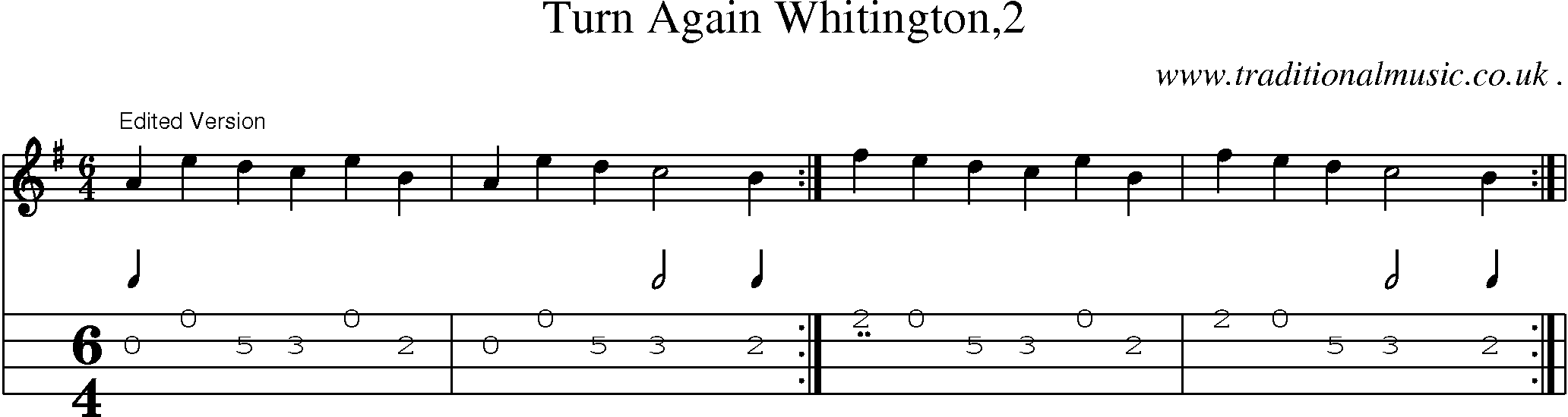 Sheet-Music and Mandolin Tabs for Turn Again Whitington2