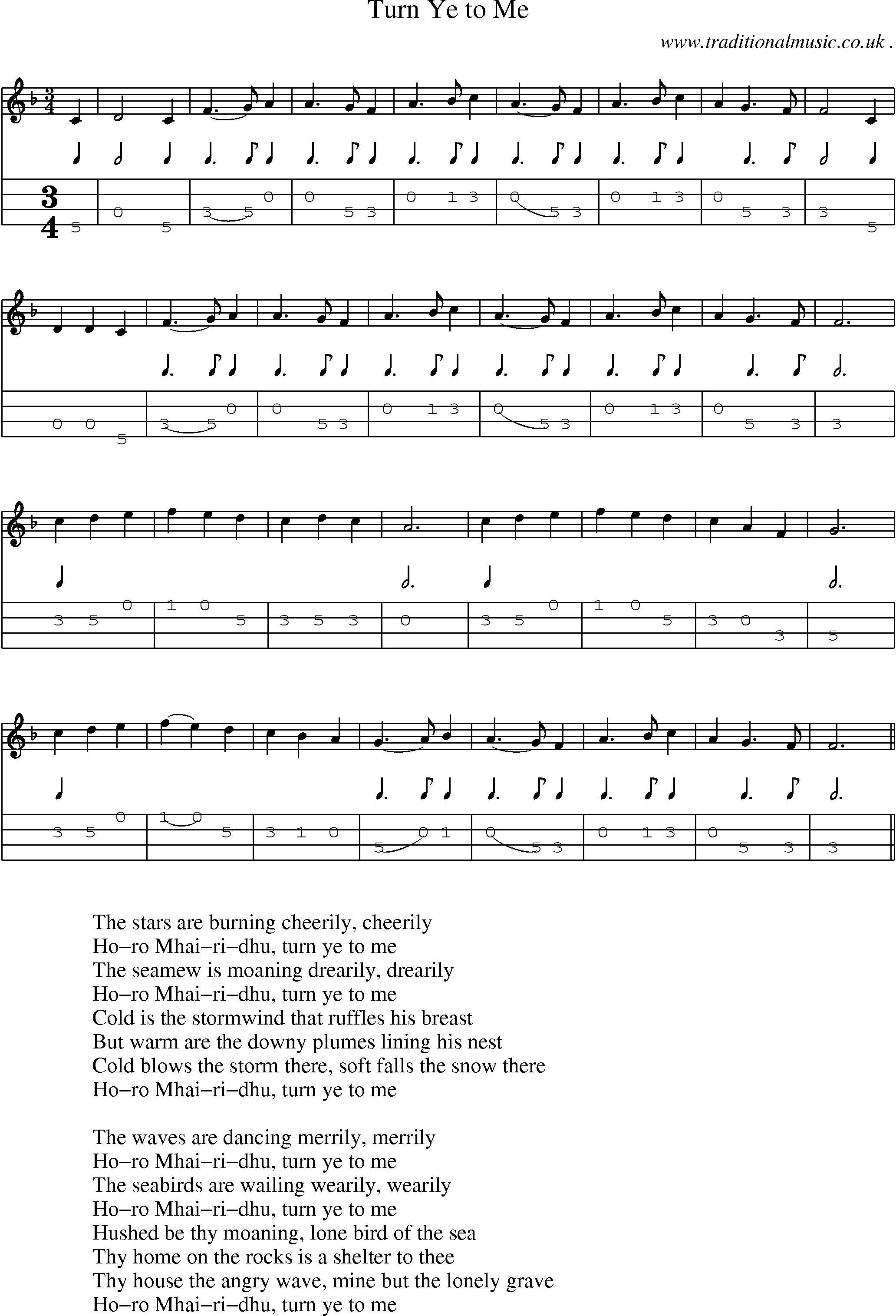 Sheet-Music and Mandolin Tabs for Turn Ye To Me