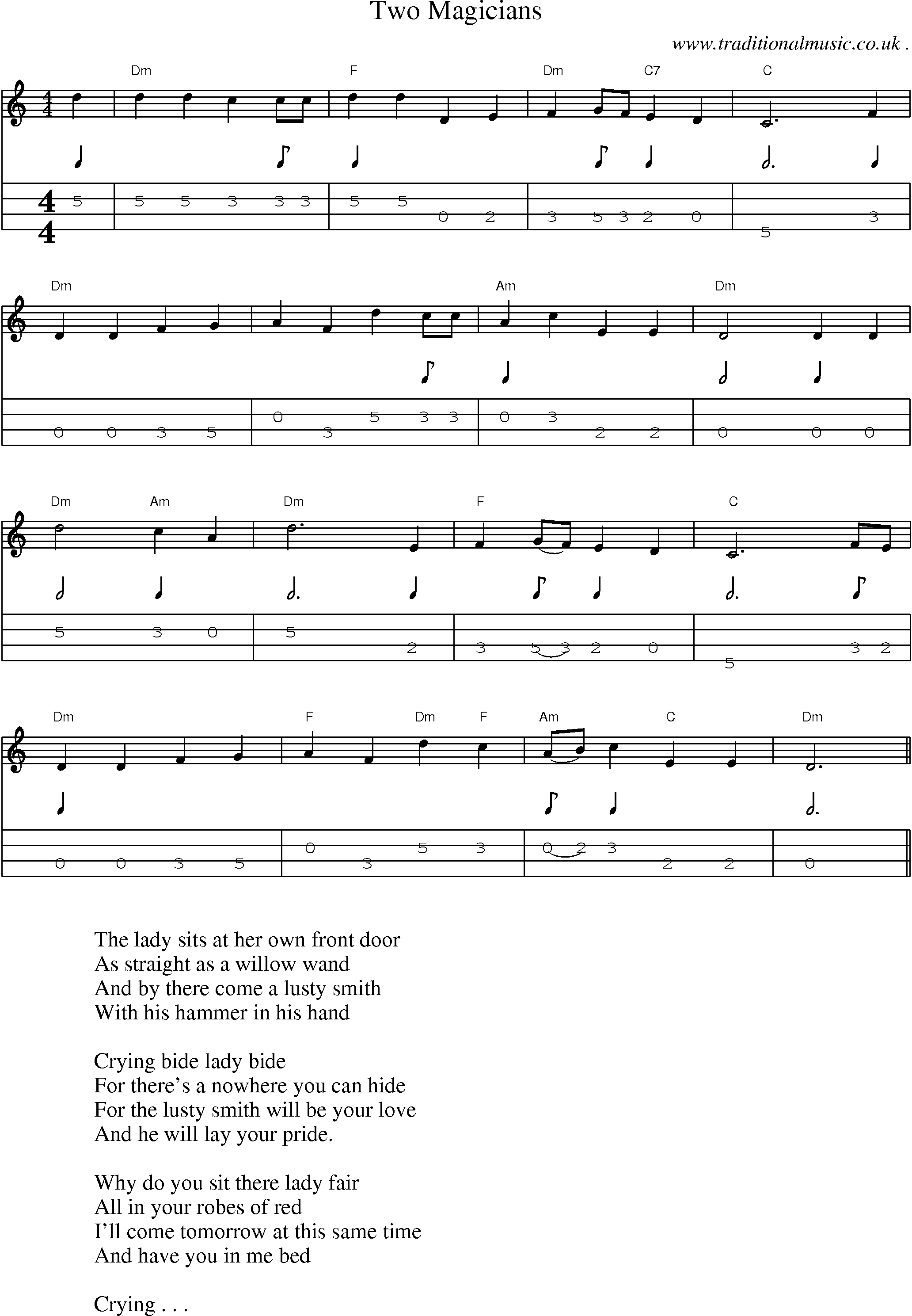 Sheet-Music and Mandolin Tabs for Two Magicians