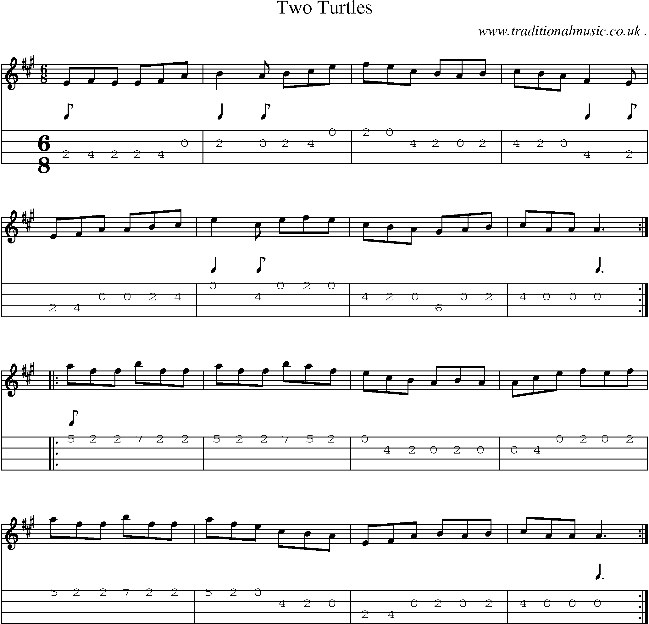 Sheet-Music and Mandolin Tabs for Two Turtles