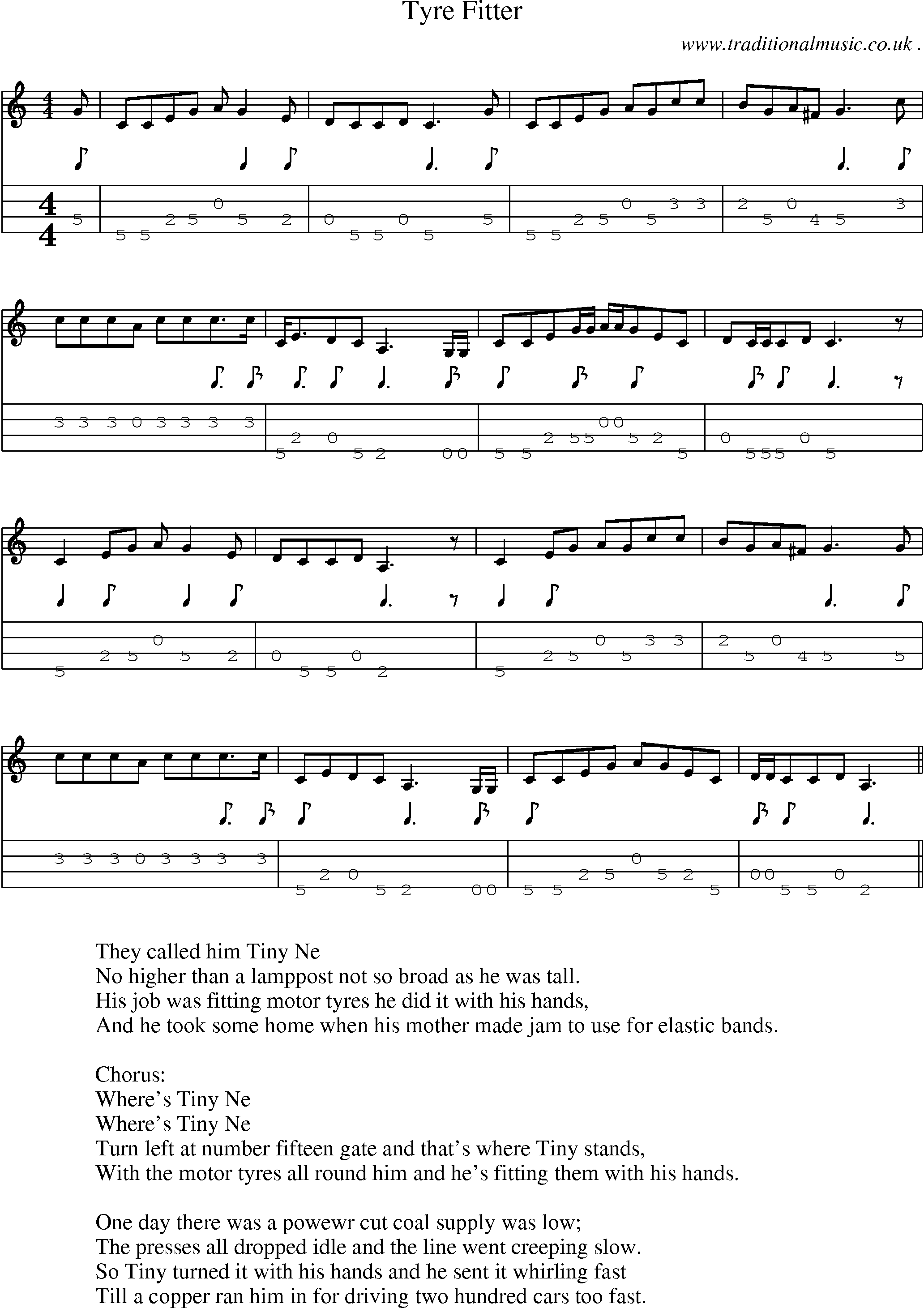 Sheet-Music and Mandolin Tabs for Tyre Fitter