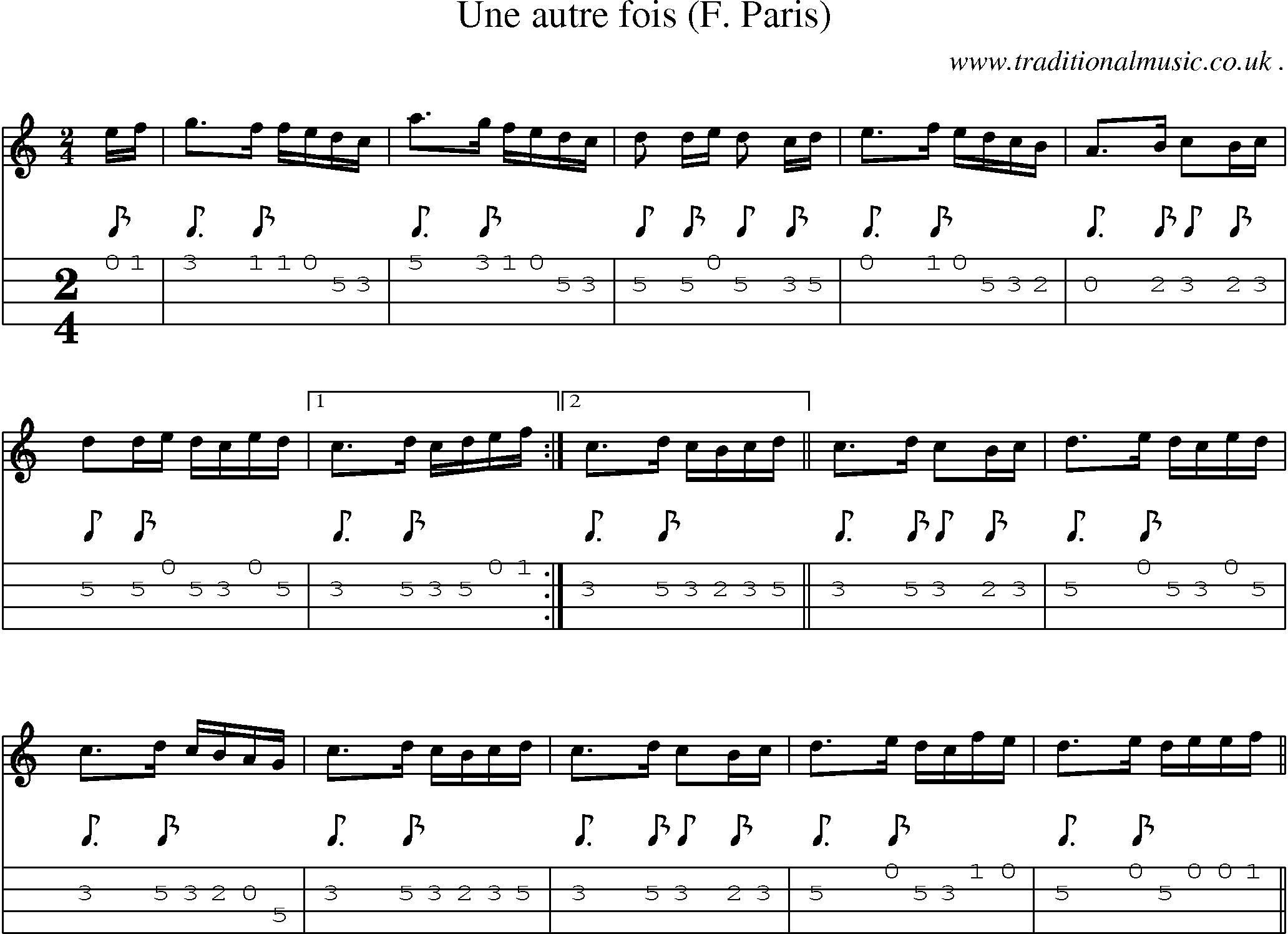 Sheet-Music and Mandolin Tabs for Une Autre Fois (f Paris)