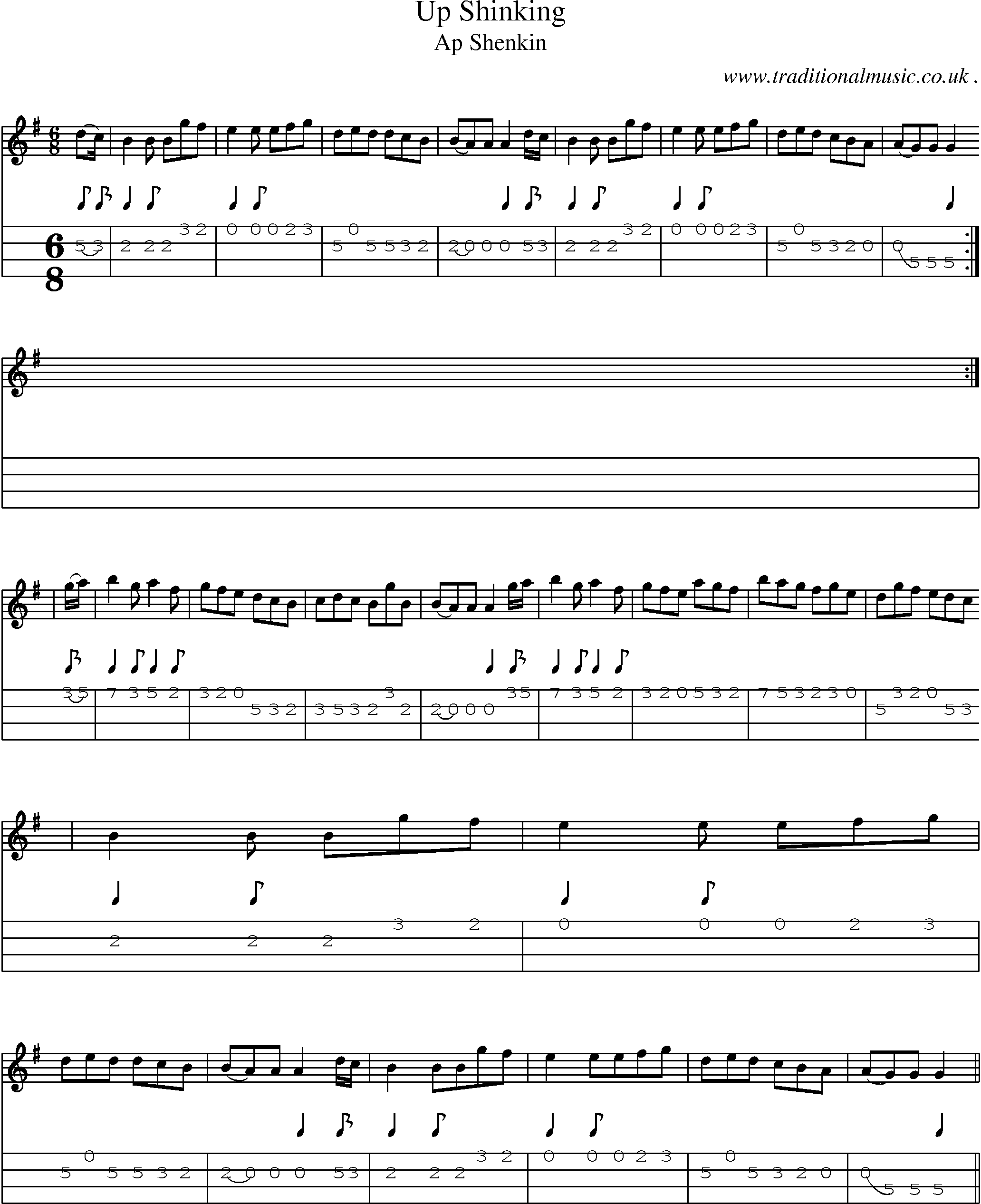 Sheet-Music and Mandolin Tabs for Up Shinking