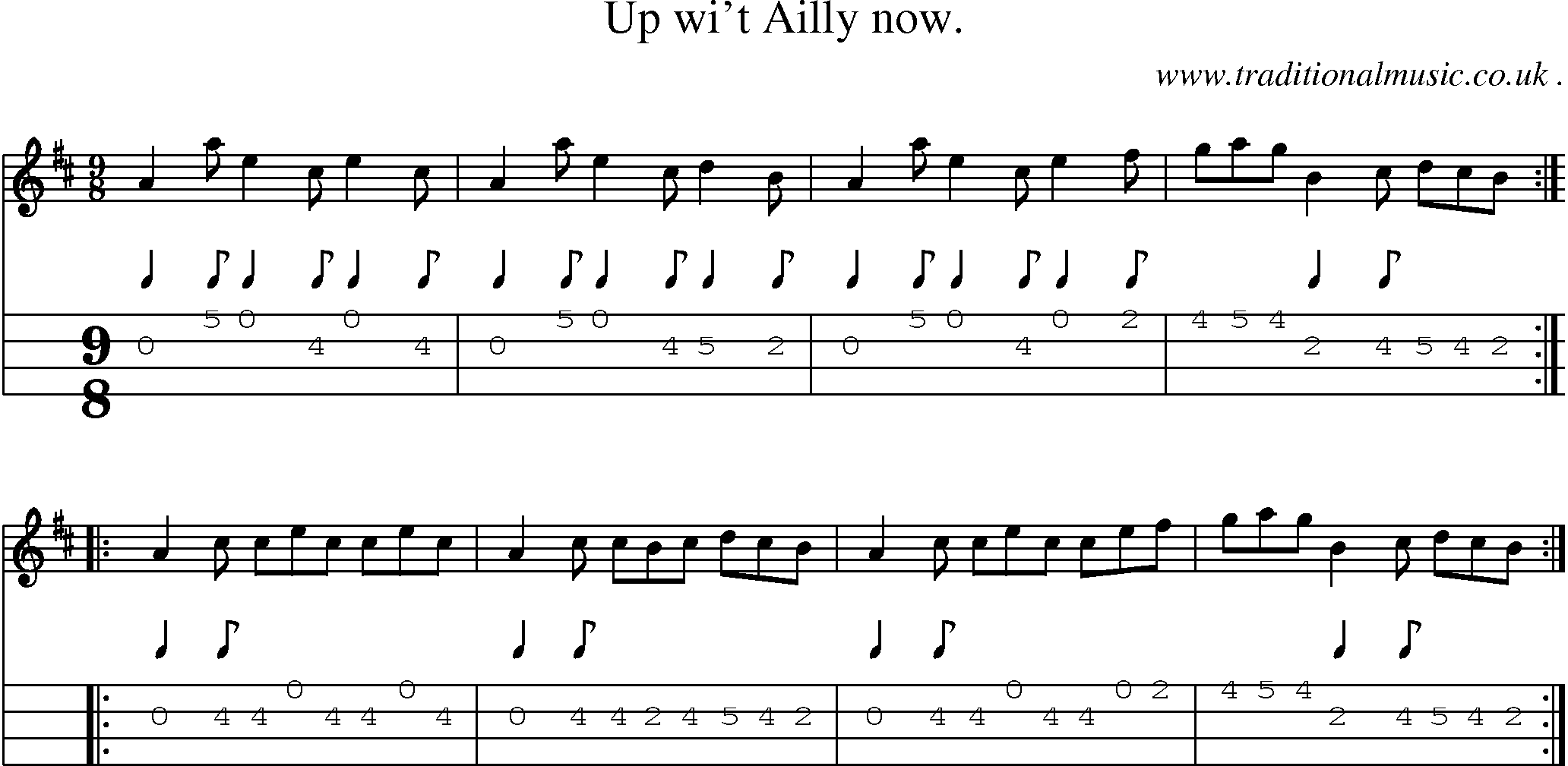 Sheet-Music and Mandolin Tabs for Up Wit Ailly Now