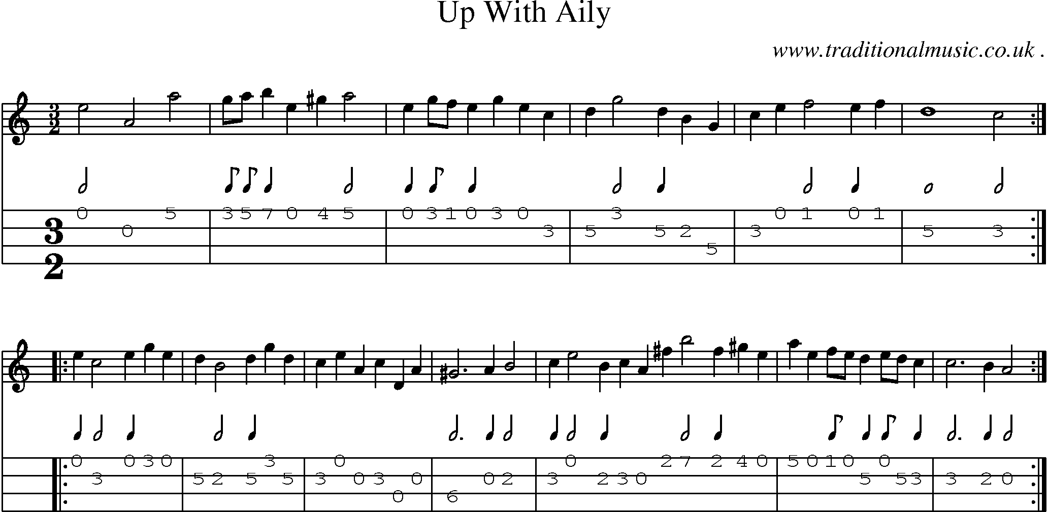 Sheet-Music and Mandolin Tabs for Up With Aily