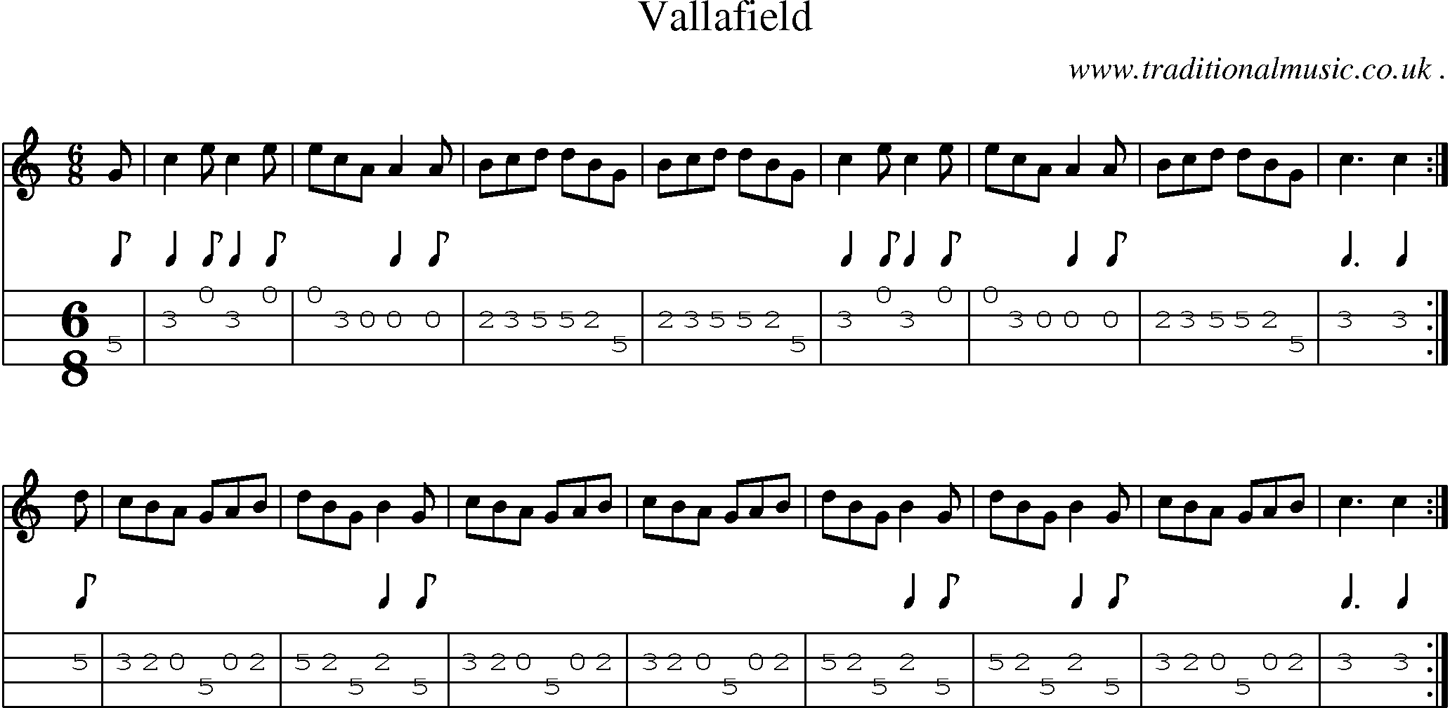 Sheet-Music and Mandolin Tabs for Vallafield