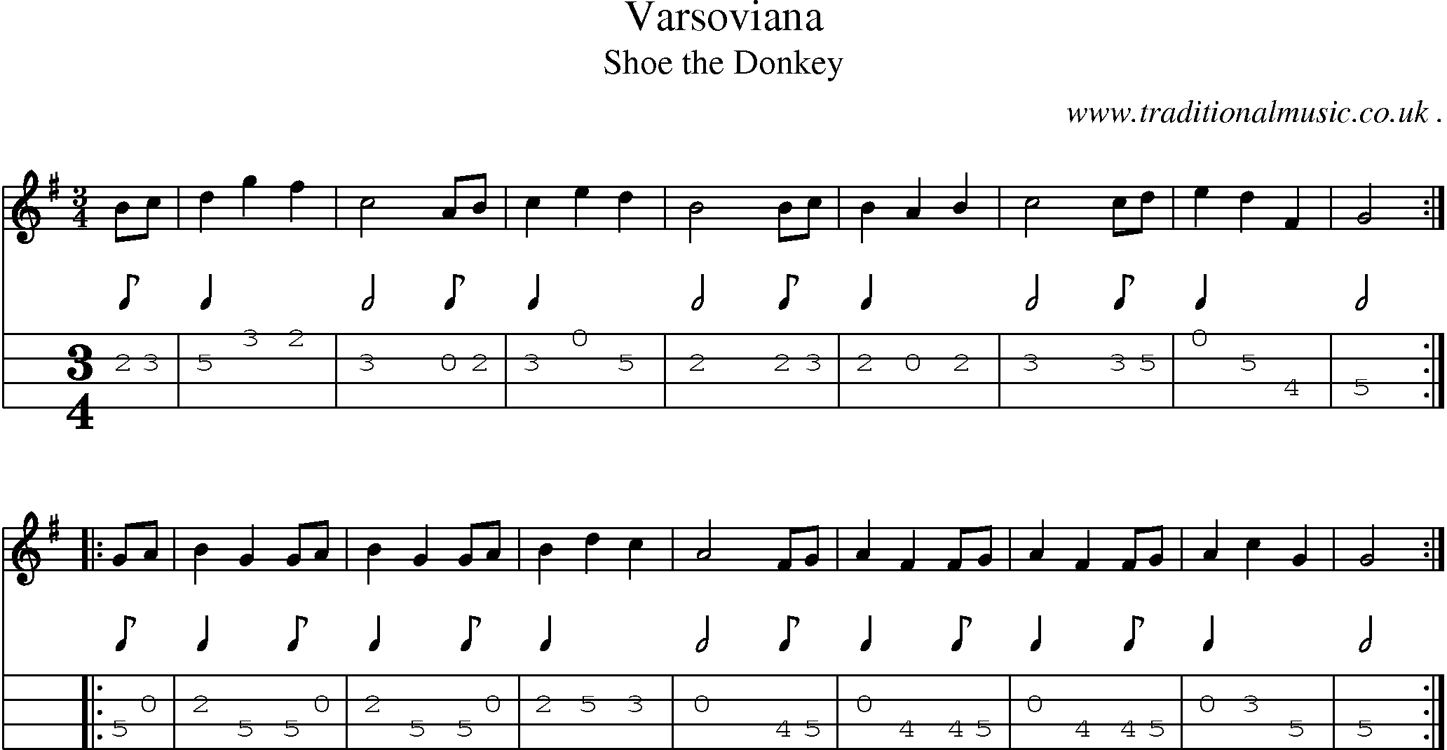 Sheet-Music and Mandolin Tabs for Varsoviana