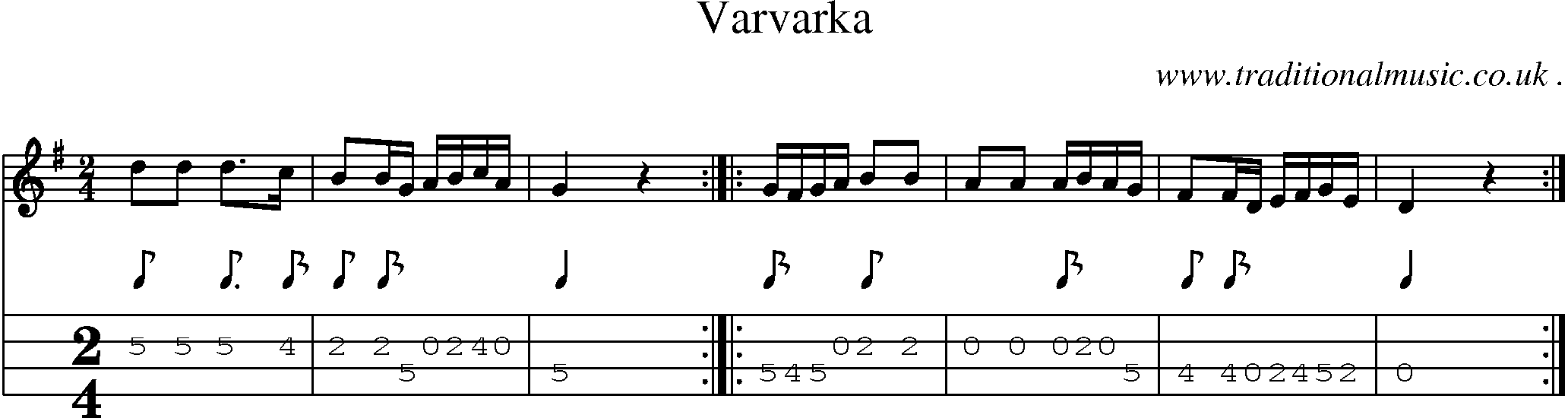 Sheet-Music and Mandolin Tabs for Varvarka