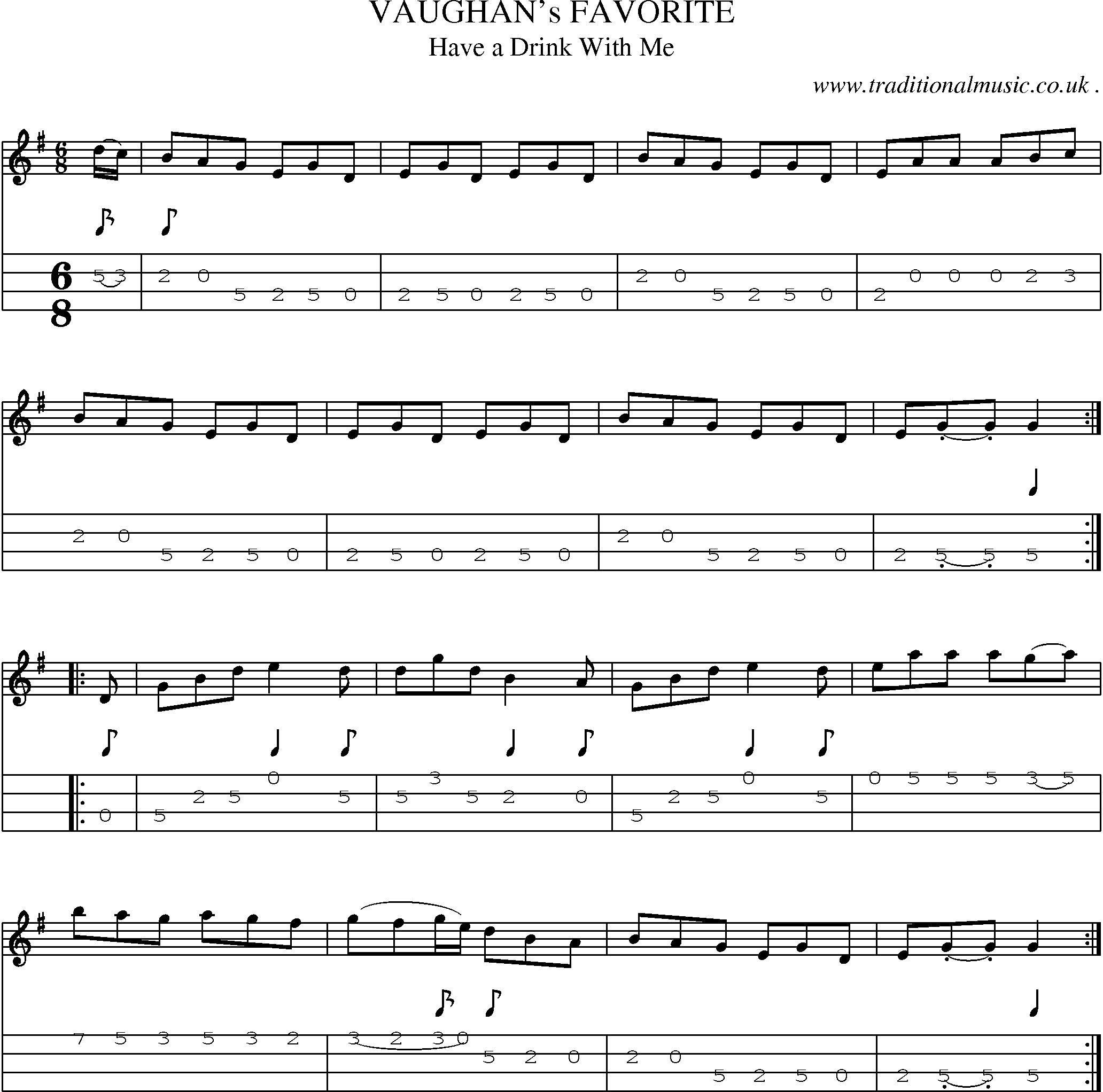 Sheet-Music and Mandolin Tabs for Vaughans Favorite