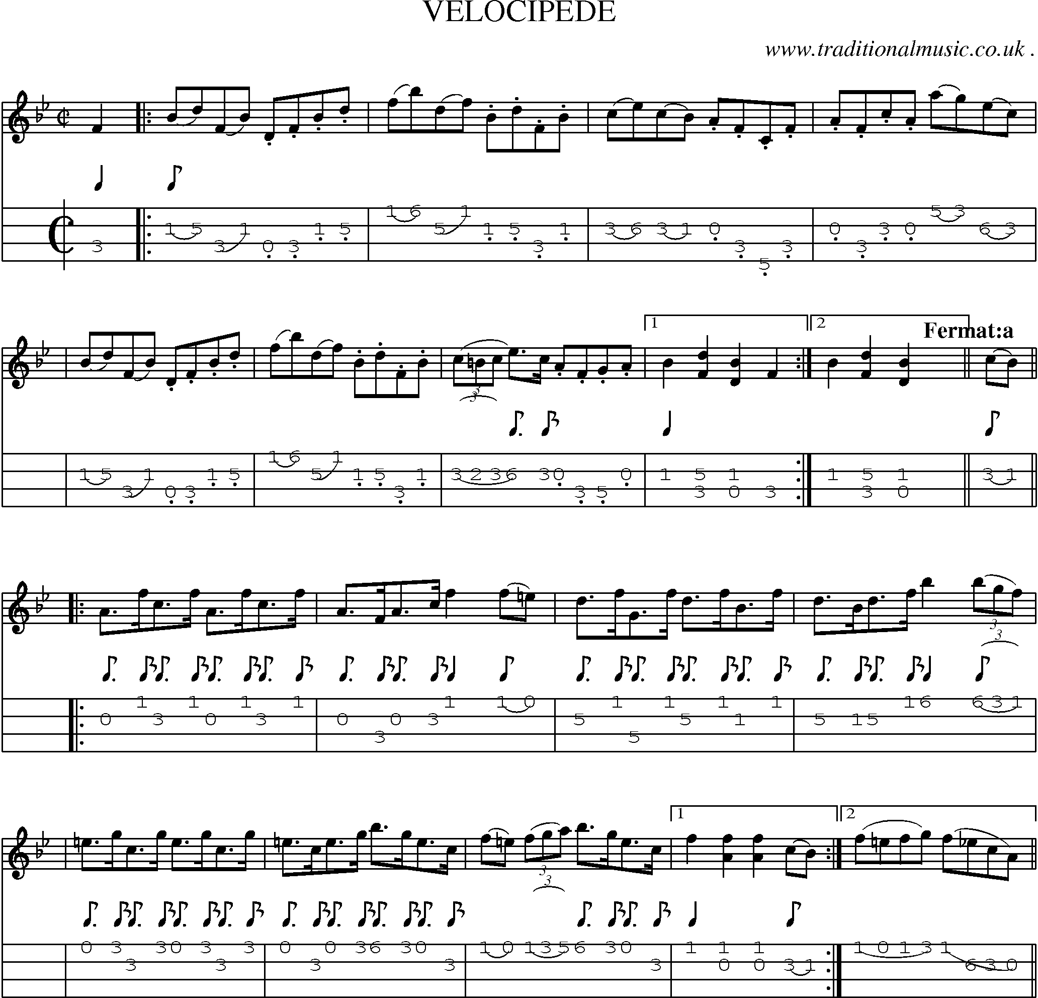 Sheet-Music and Mandolin Tabs for Velocipede